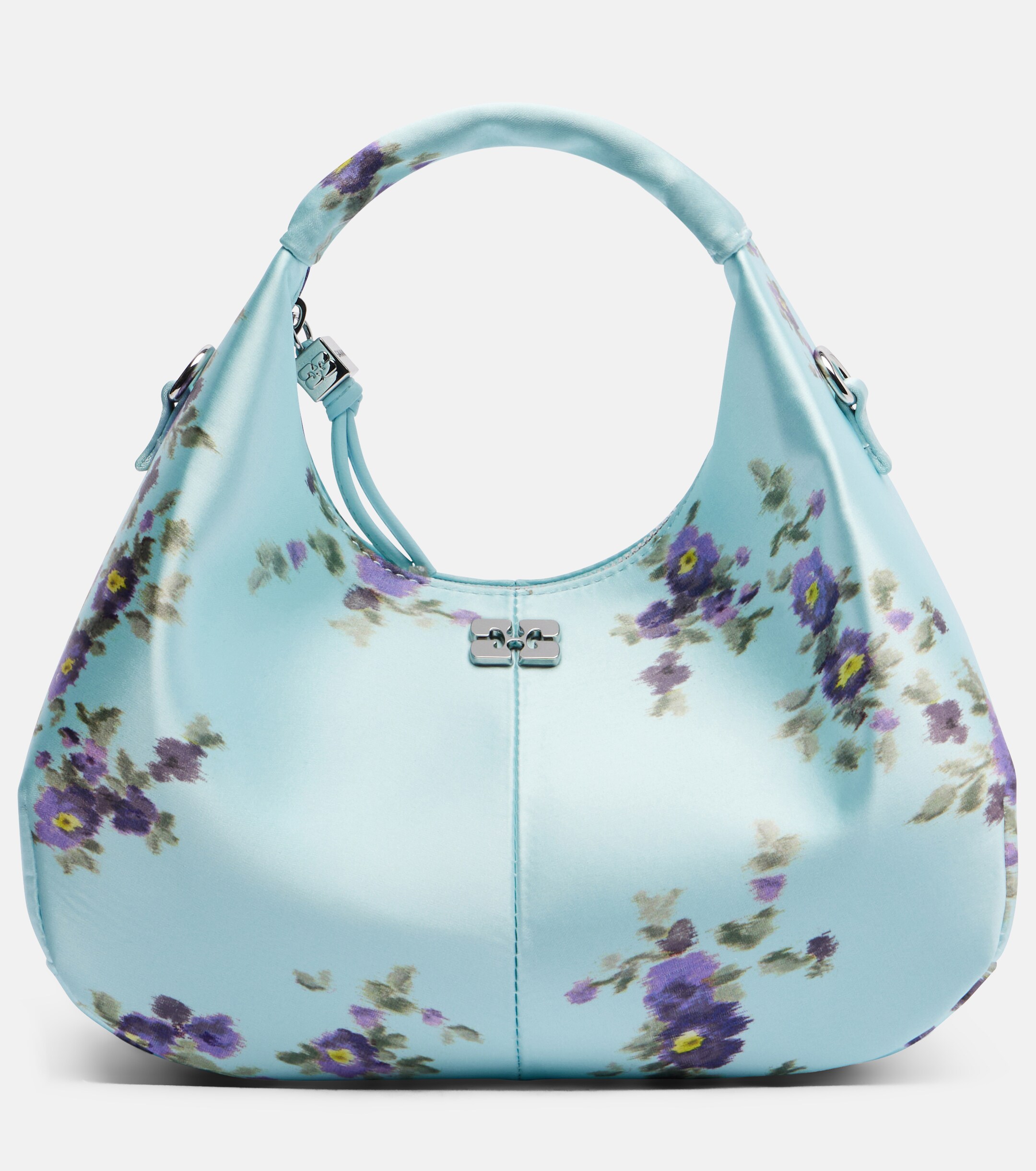 GANNI Mini floral satin top-handle bag