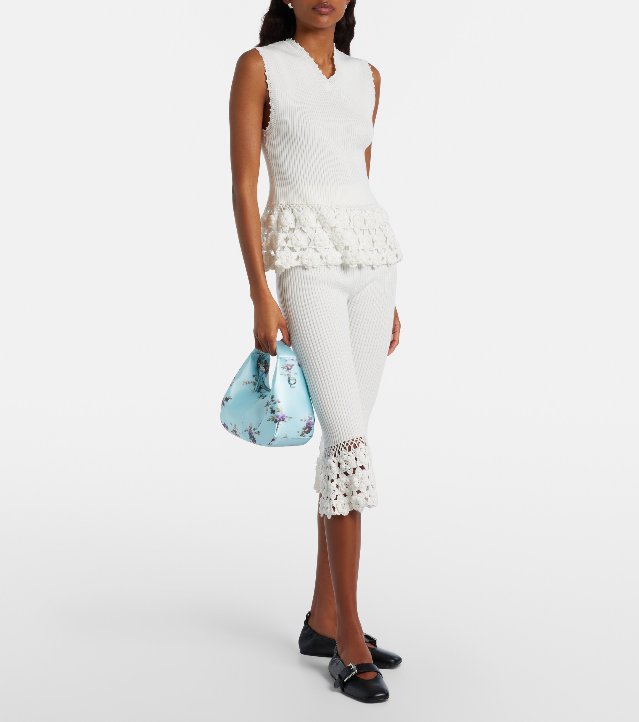 GANNI Mini floral satin top-handle bag