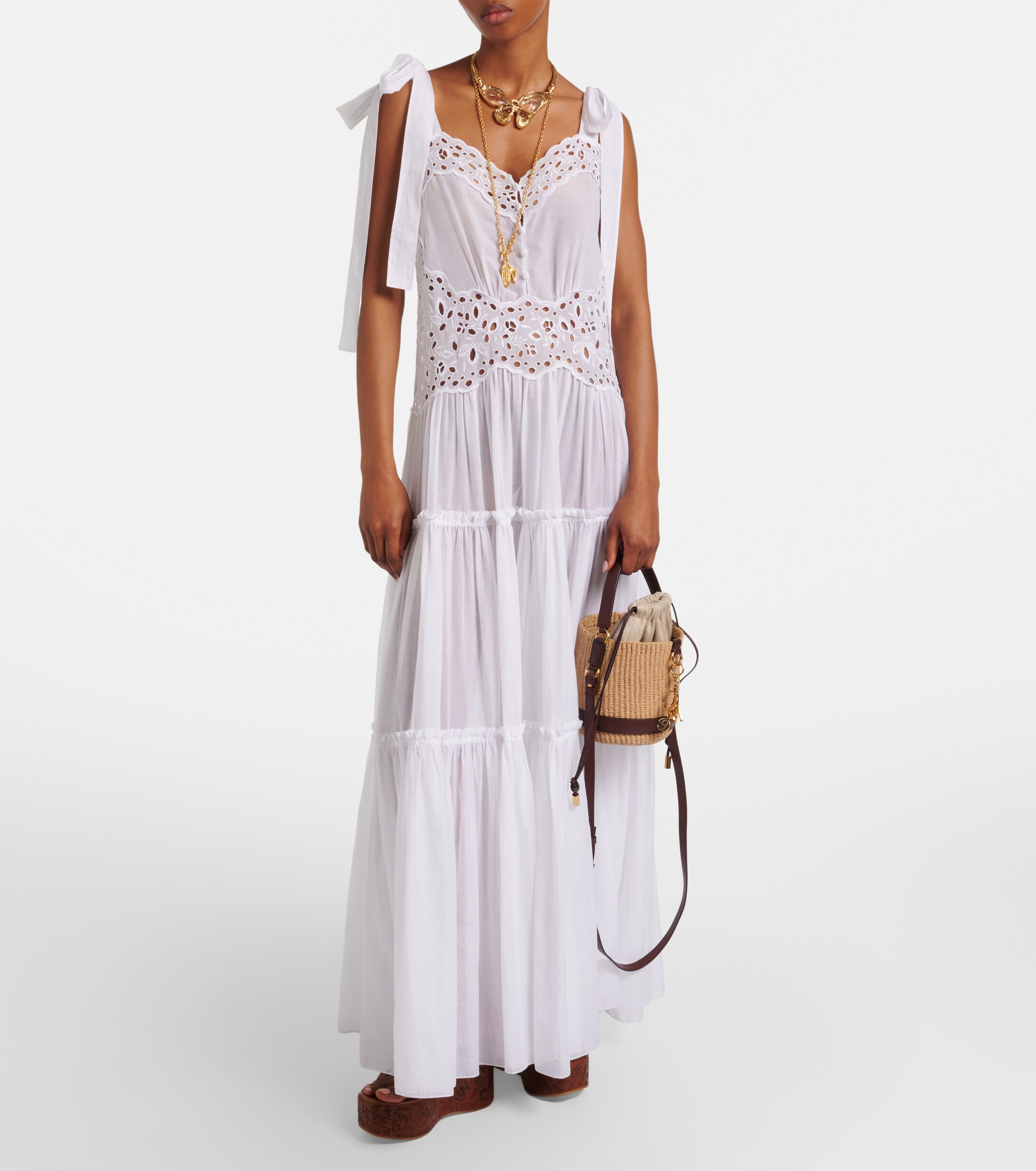 Chloé Small leather-trimmed basket bag