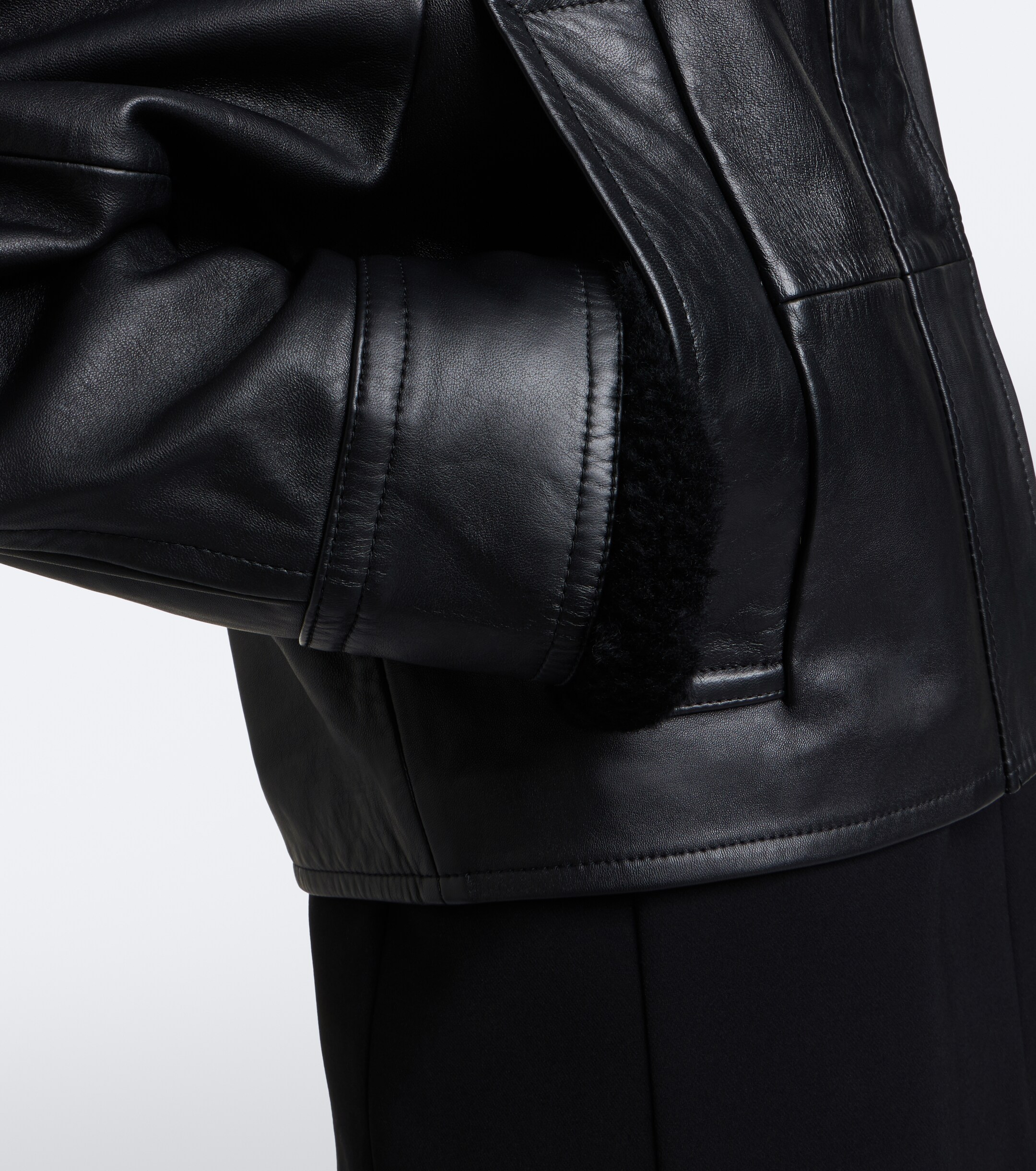 Sportmax Sportmax Padded shearling-trimmed leather jacket