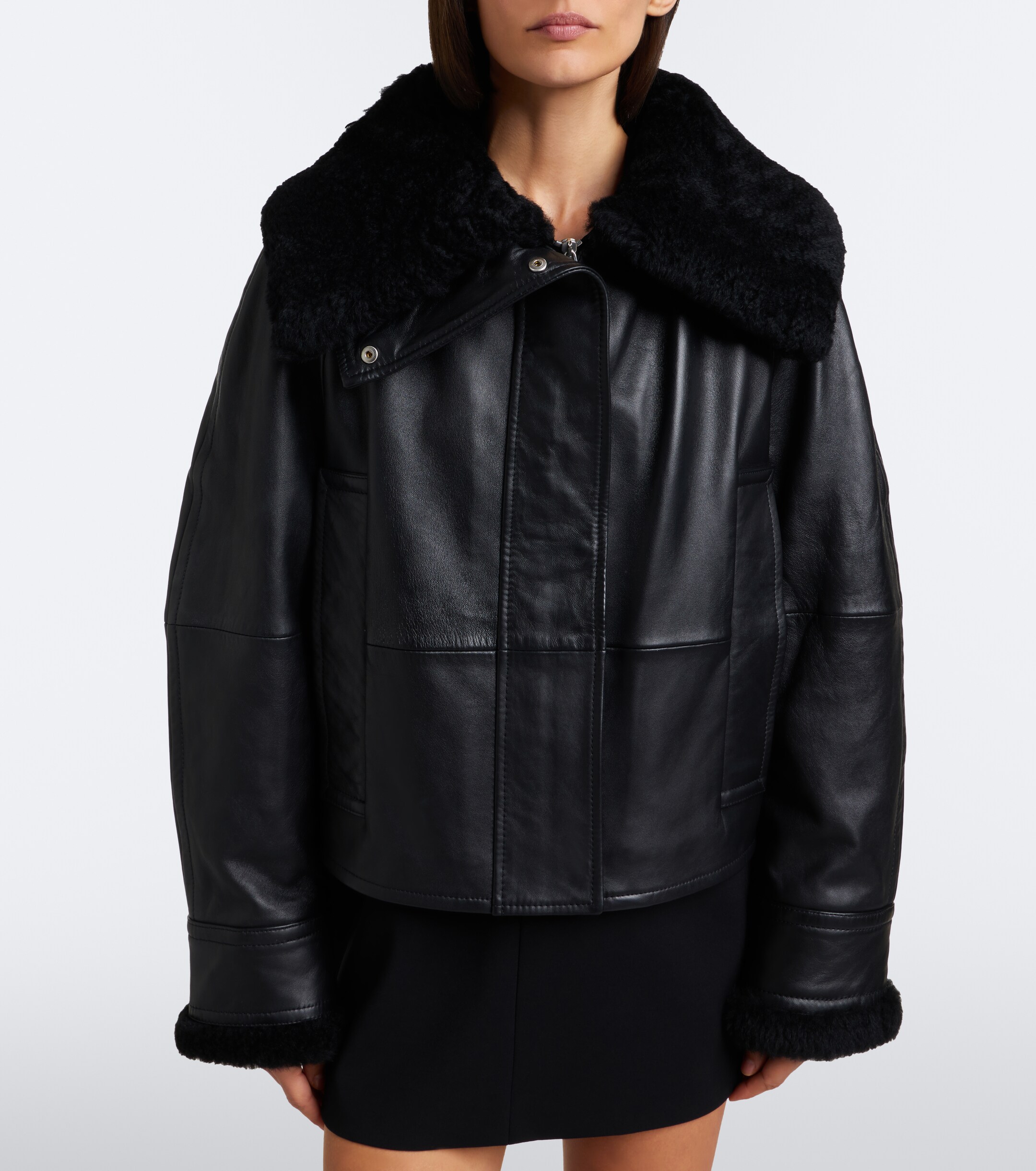Sportmax Sportmax Padded shearling-trimmed leather jacket