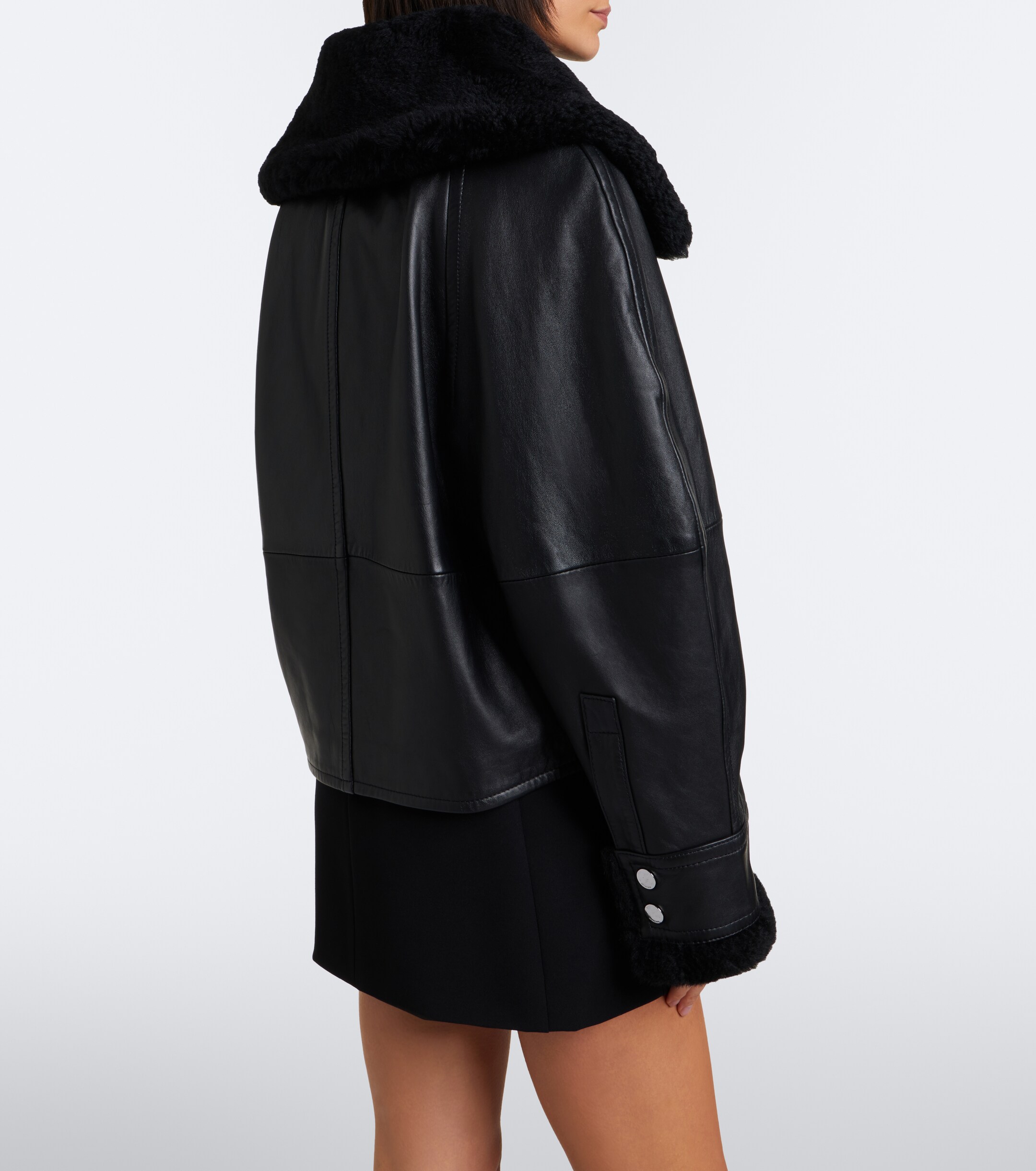 Sportmax Sportmax Padded shearling-trimmed leather jacket