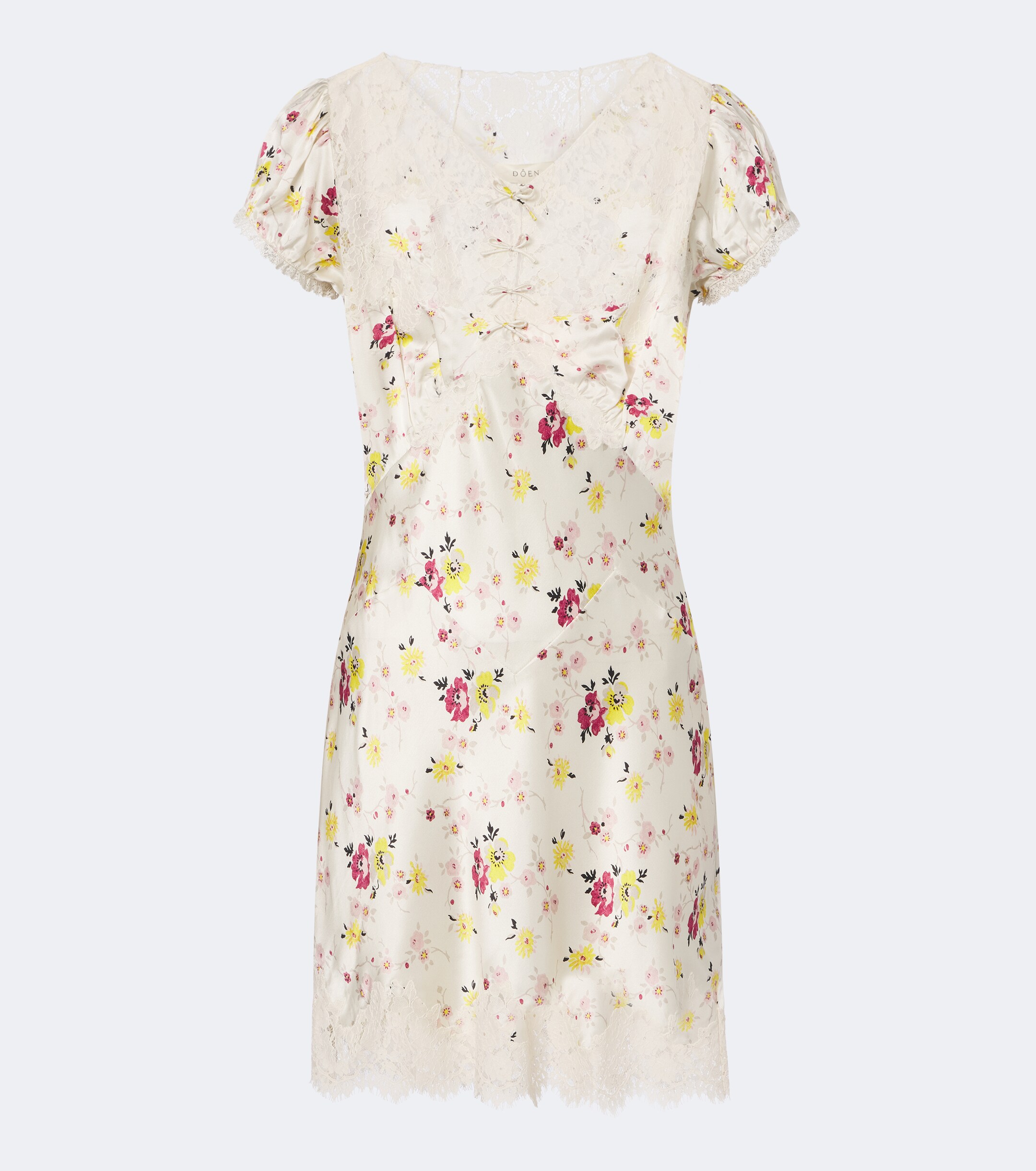 Dôen Dôen Elisaria floral lace-trimmed silk minidress