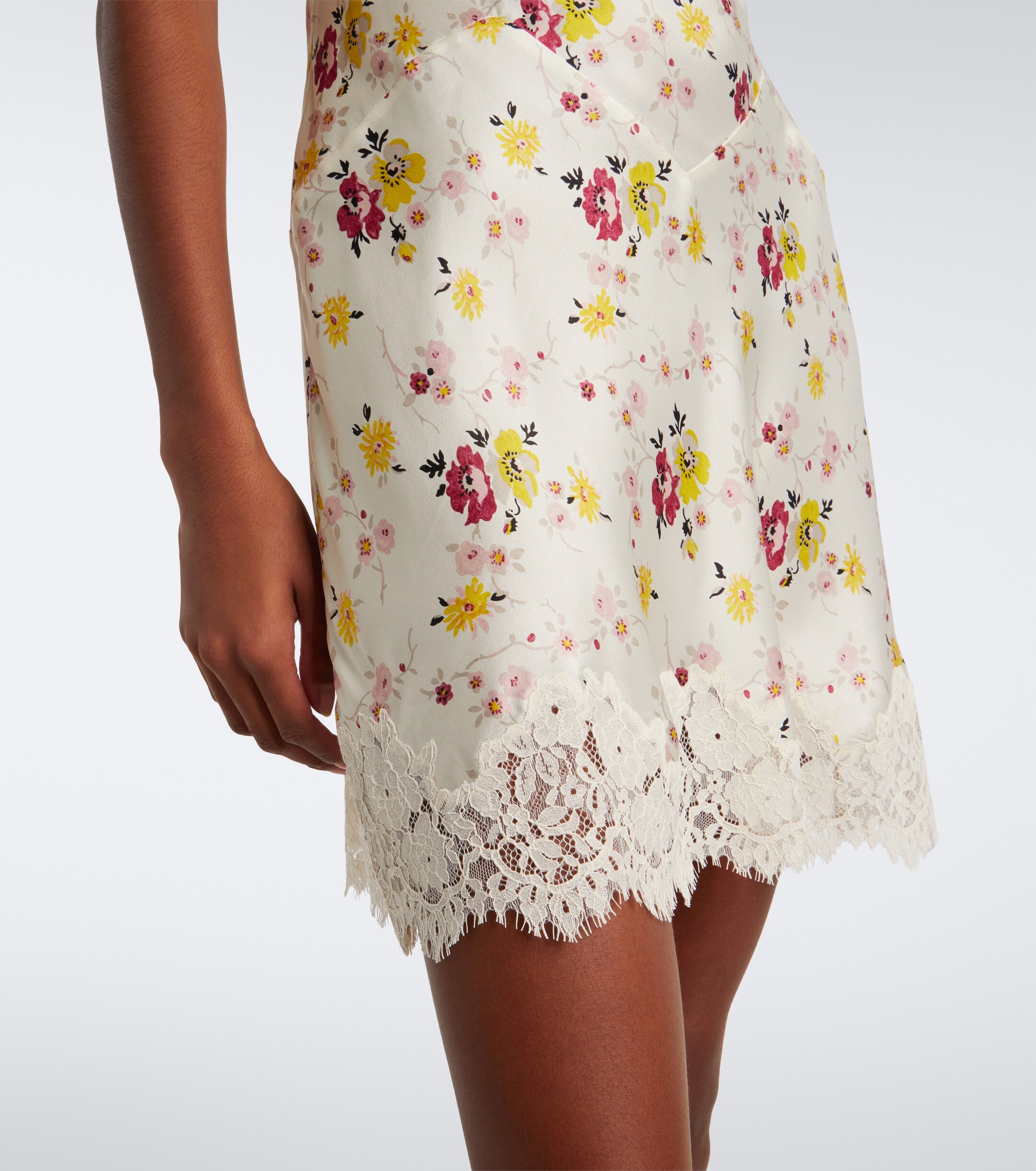 Dôen Dôen Elisaria floral lace-trimmed silk minidress