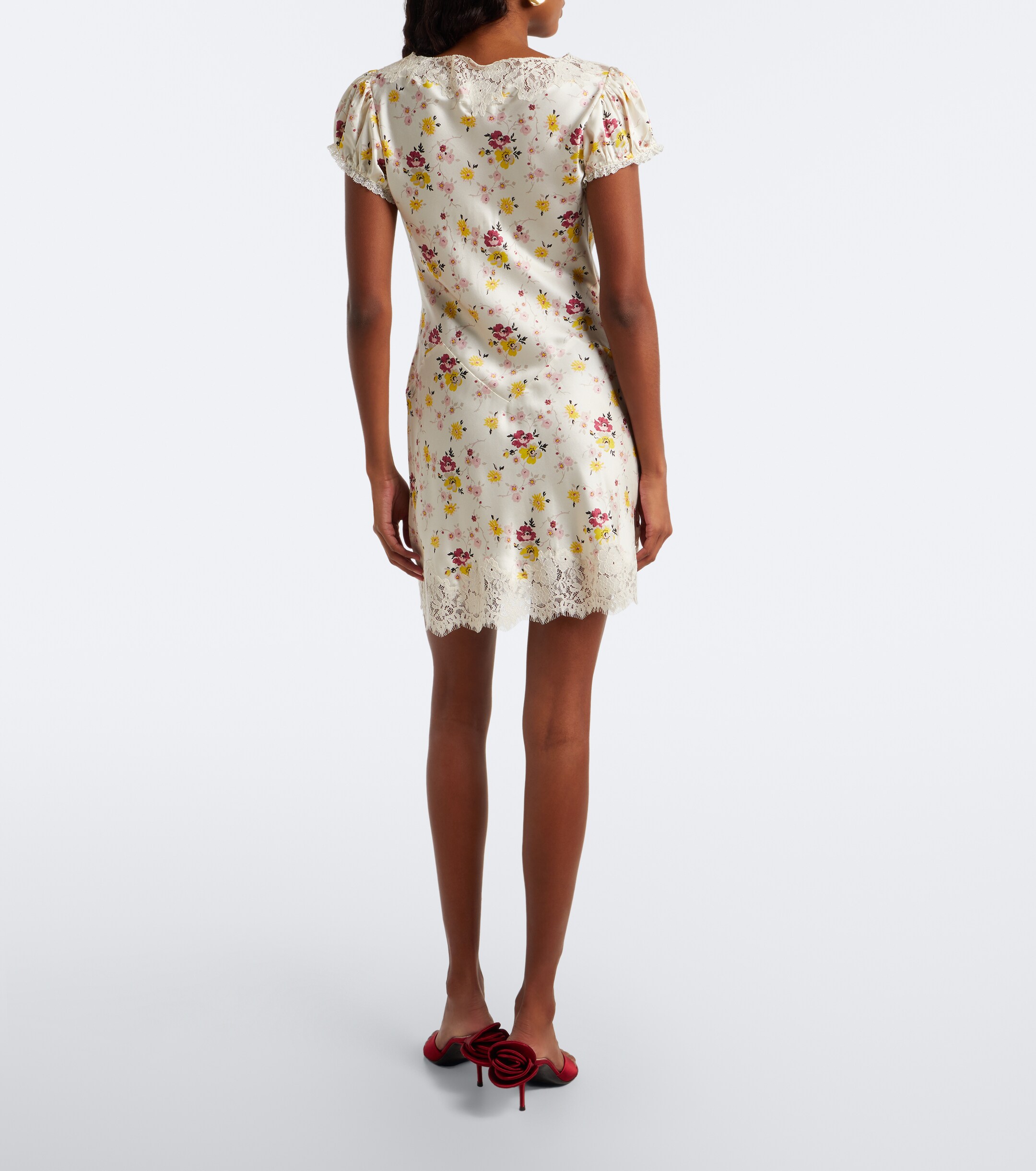 Dôen Dôen Elisaria floral lace-trimmed silk minidress