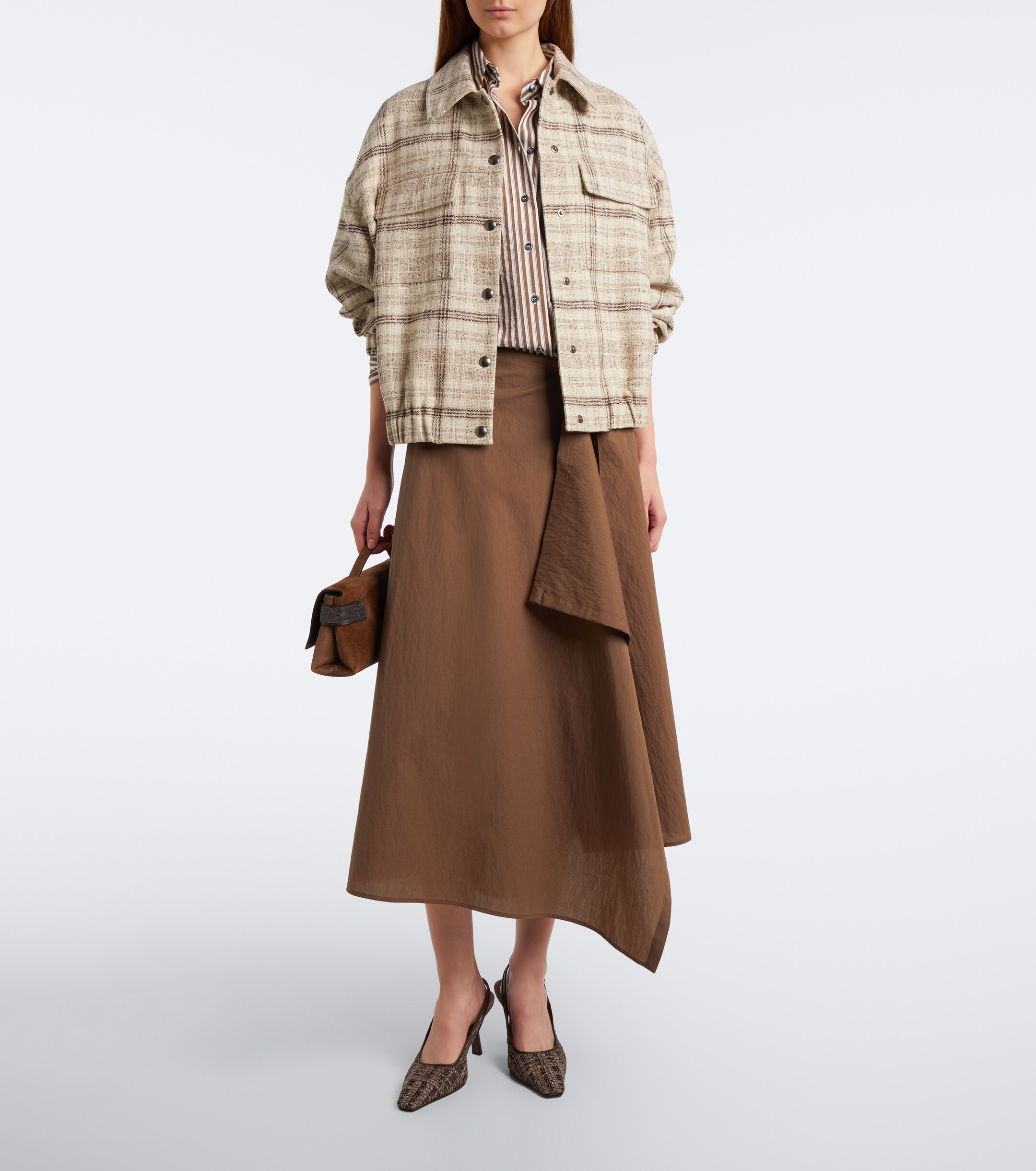 Brunello Cucinelli Brunello Cucinelli Draped cotton-blend wrap skirt