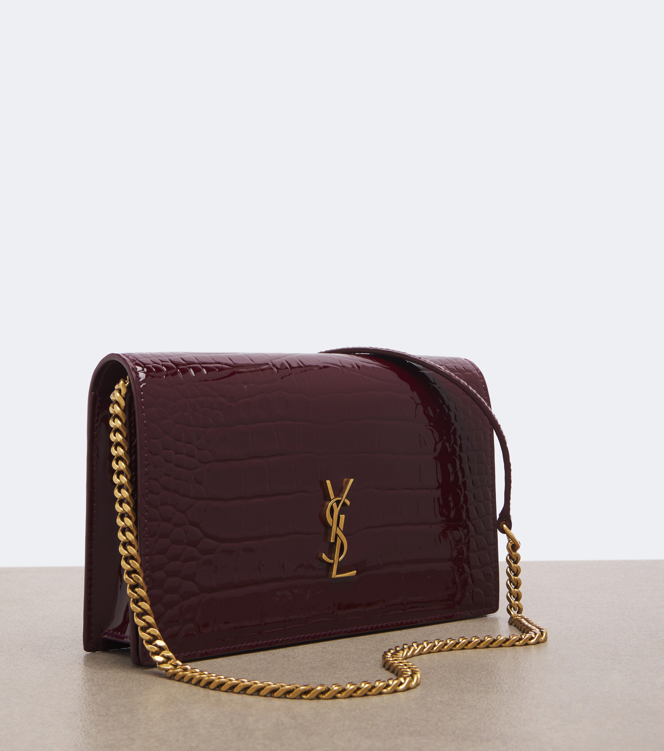 Saint Laurent Saint Laurent Cassandre patent leather wallet on chain