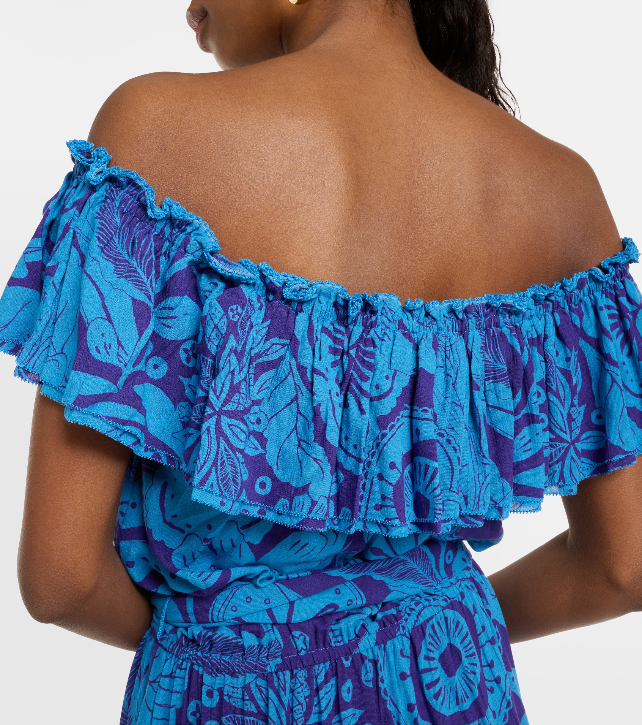 Poupette St Barth Bella printed off-shoulder minidress