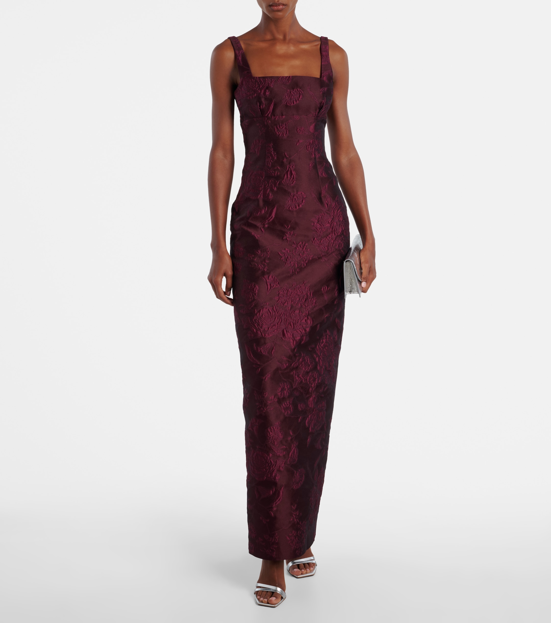 burgundy emilia wickstead dress Velvet Off Shoulder Midi Dress main image 0