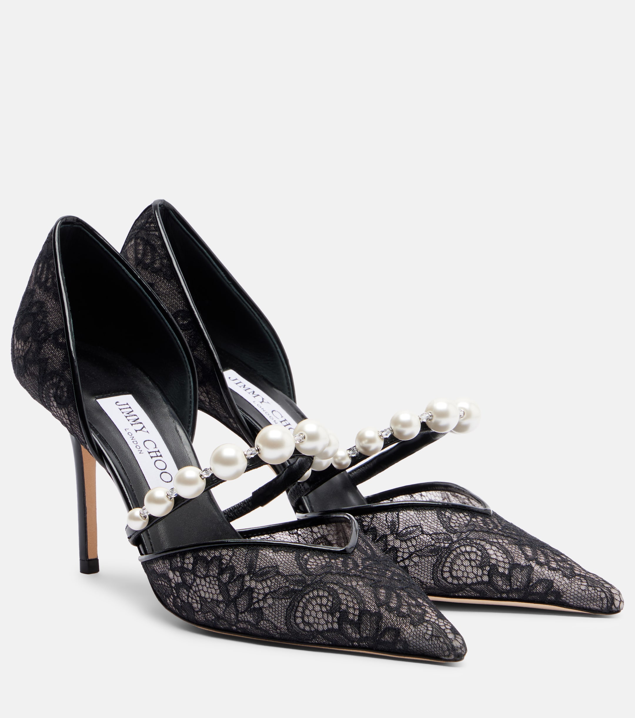 JIMMY CHOO - Aurelie 85 lace and leather pumps | Plush