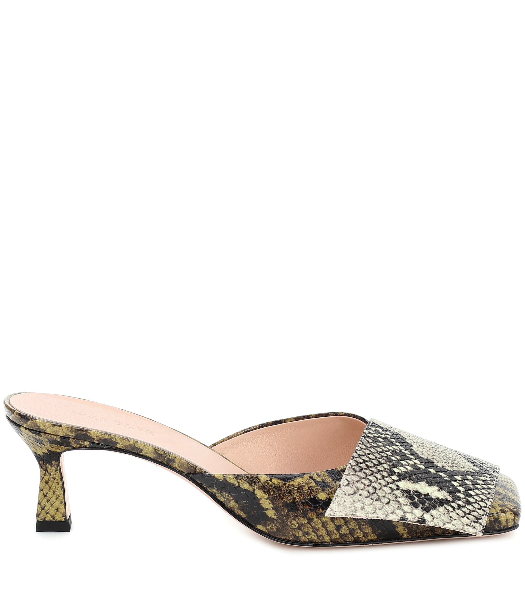 WANDLER Isa snake-effect leather mules