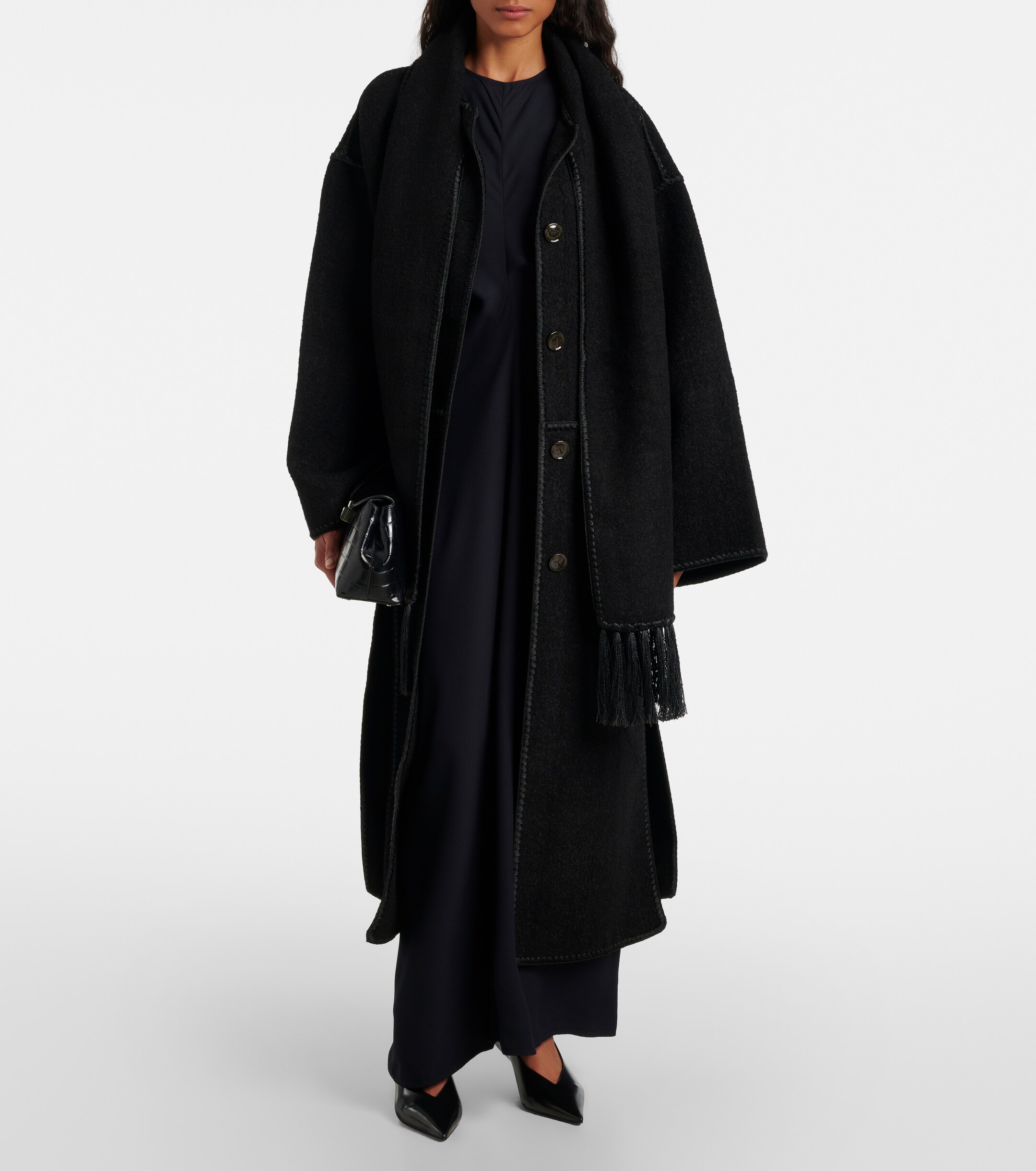 TOTEME Embroidered wool-blend scarf coat