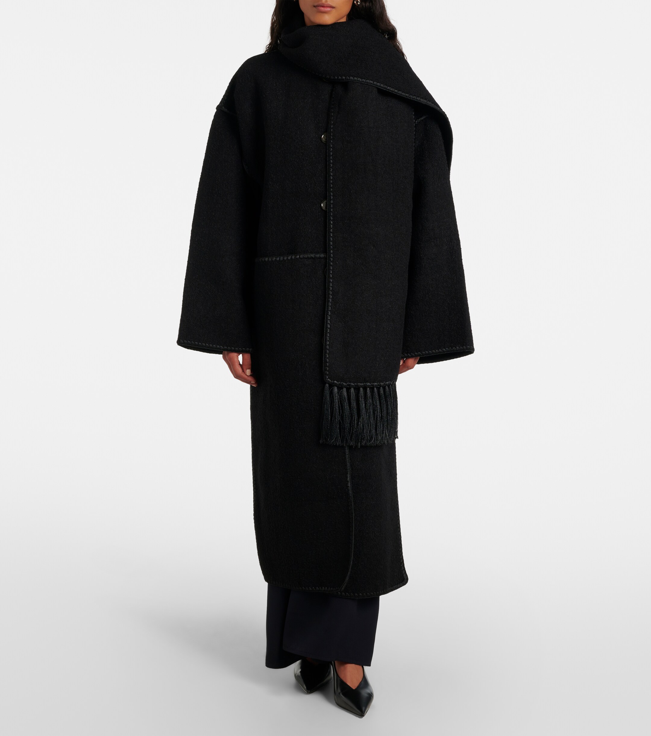 TOTEME Embroidered wool-blend scarf coat