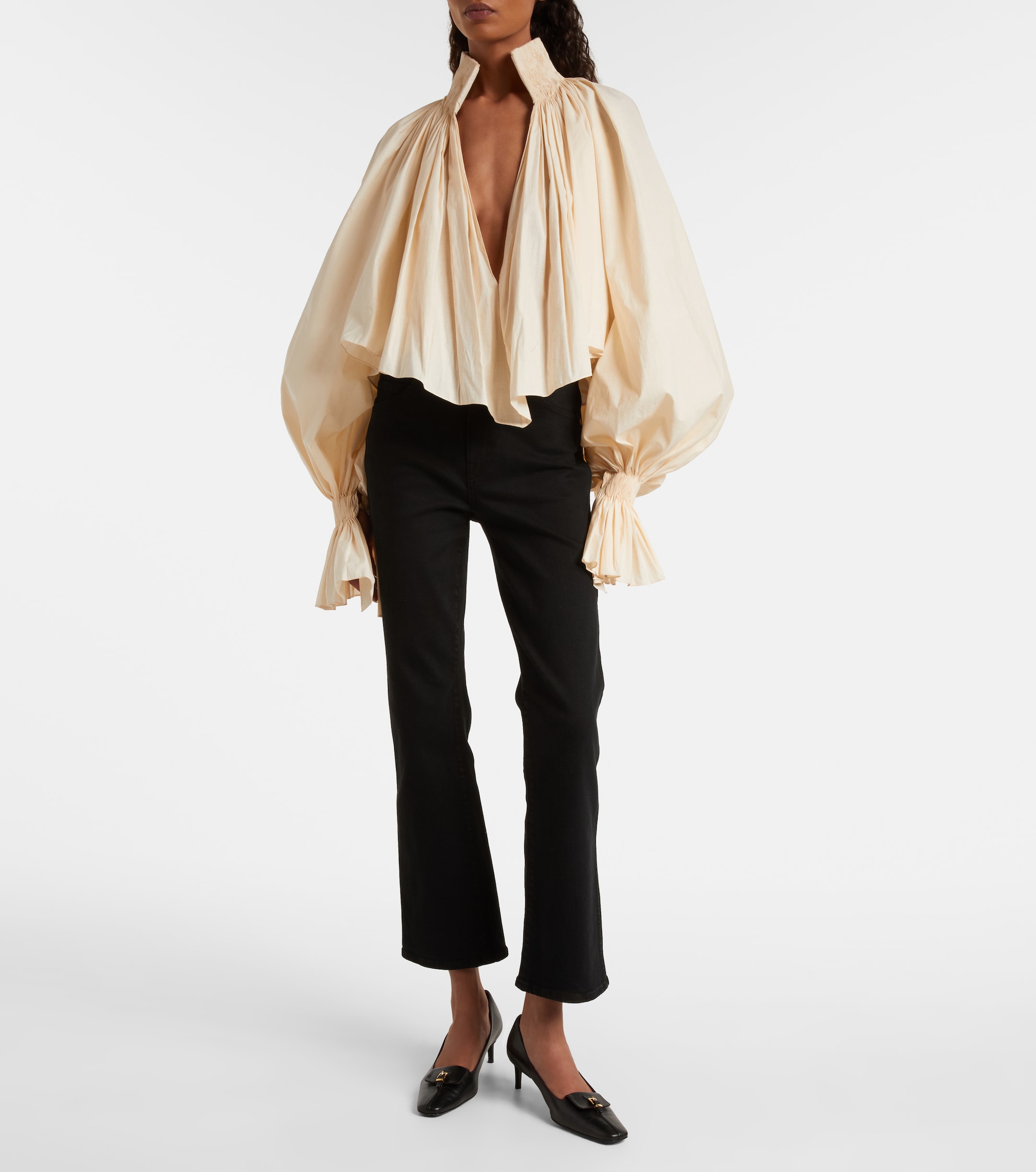 KHAITE Vivian high-rise cropped flared jeans