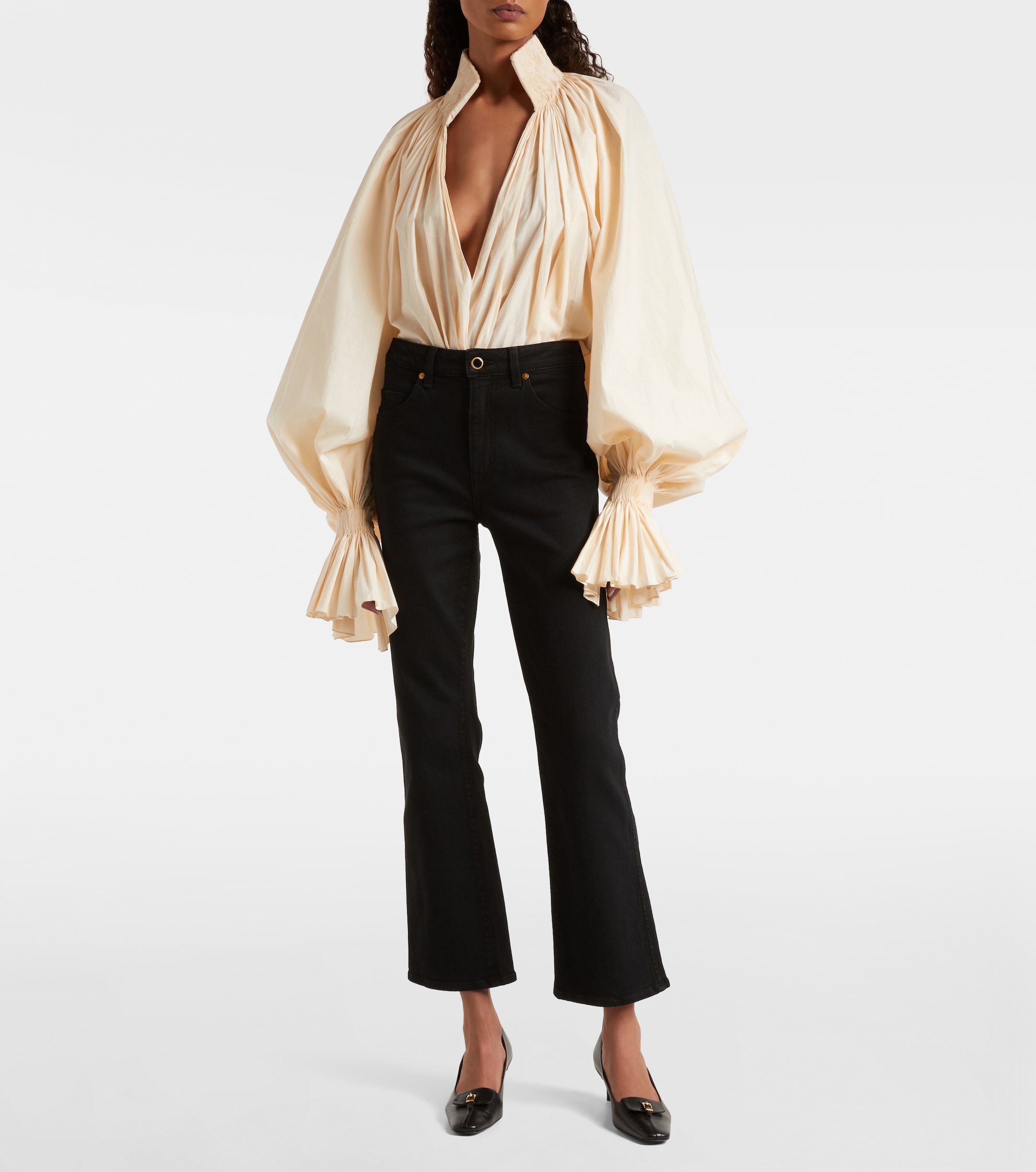 KHAITE Vivian high-rise cropped flared jeans thumbnail