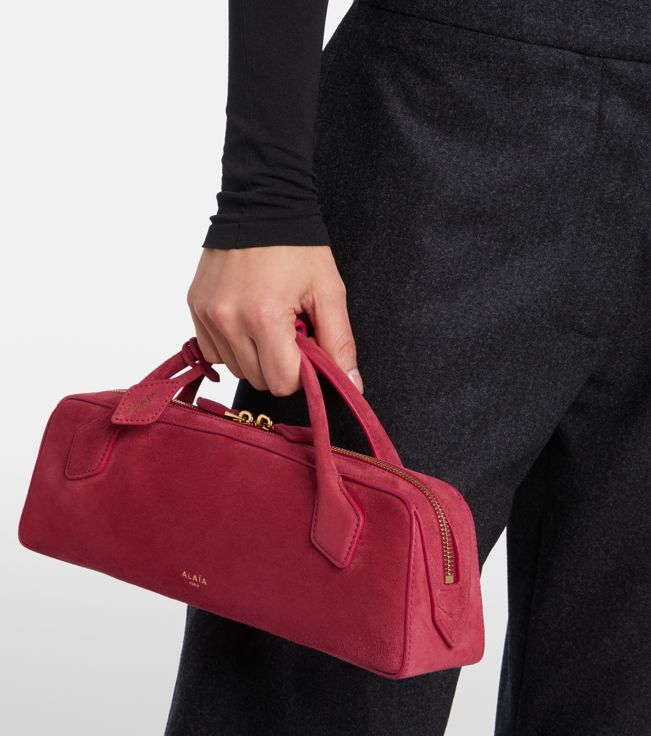Alaïa Le Teckel Small suede clutch