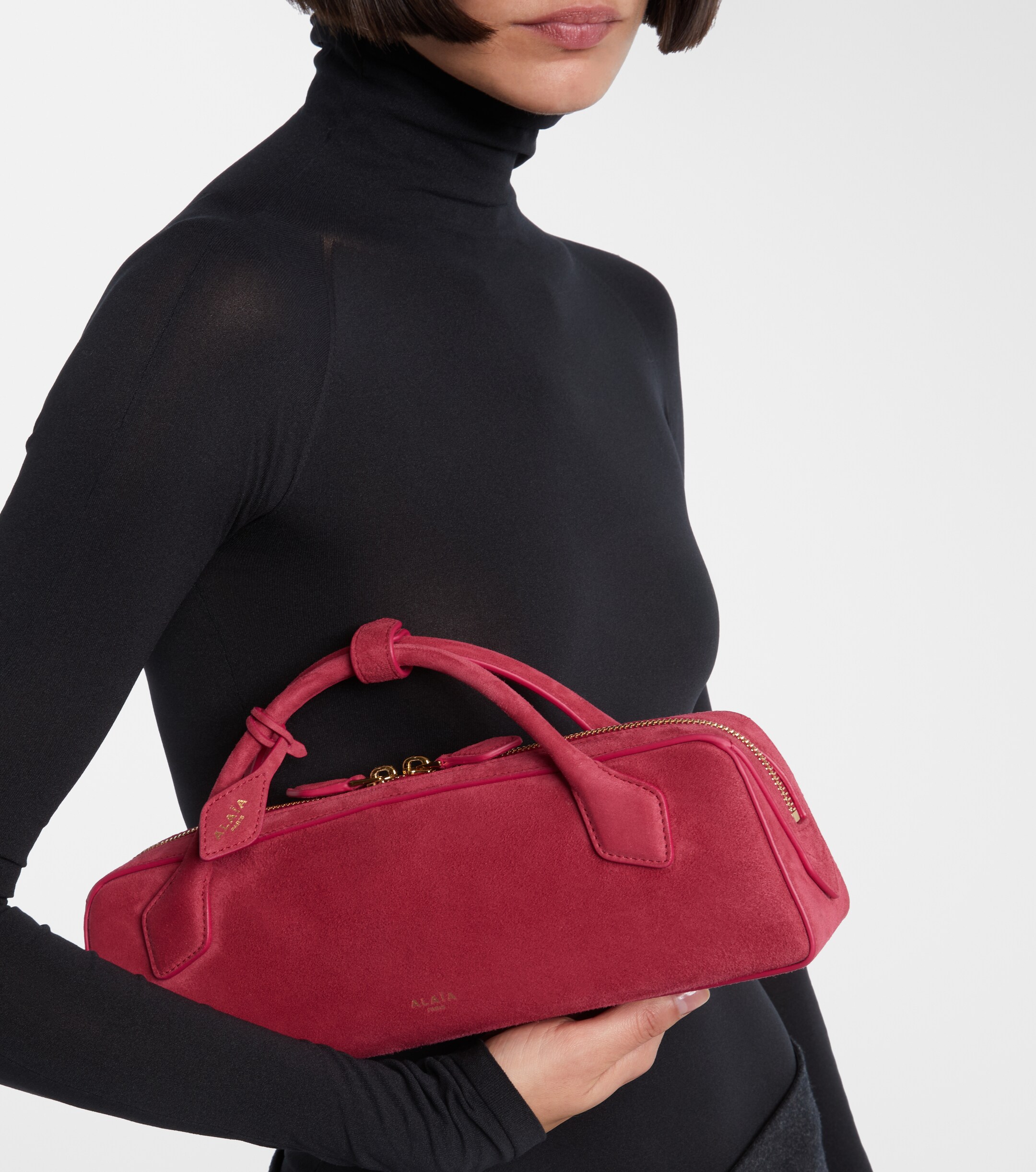 Alaïa Le Teckel Small suede clutch