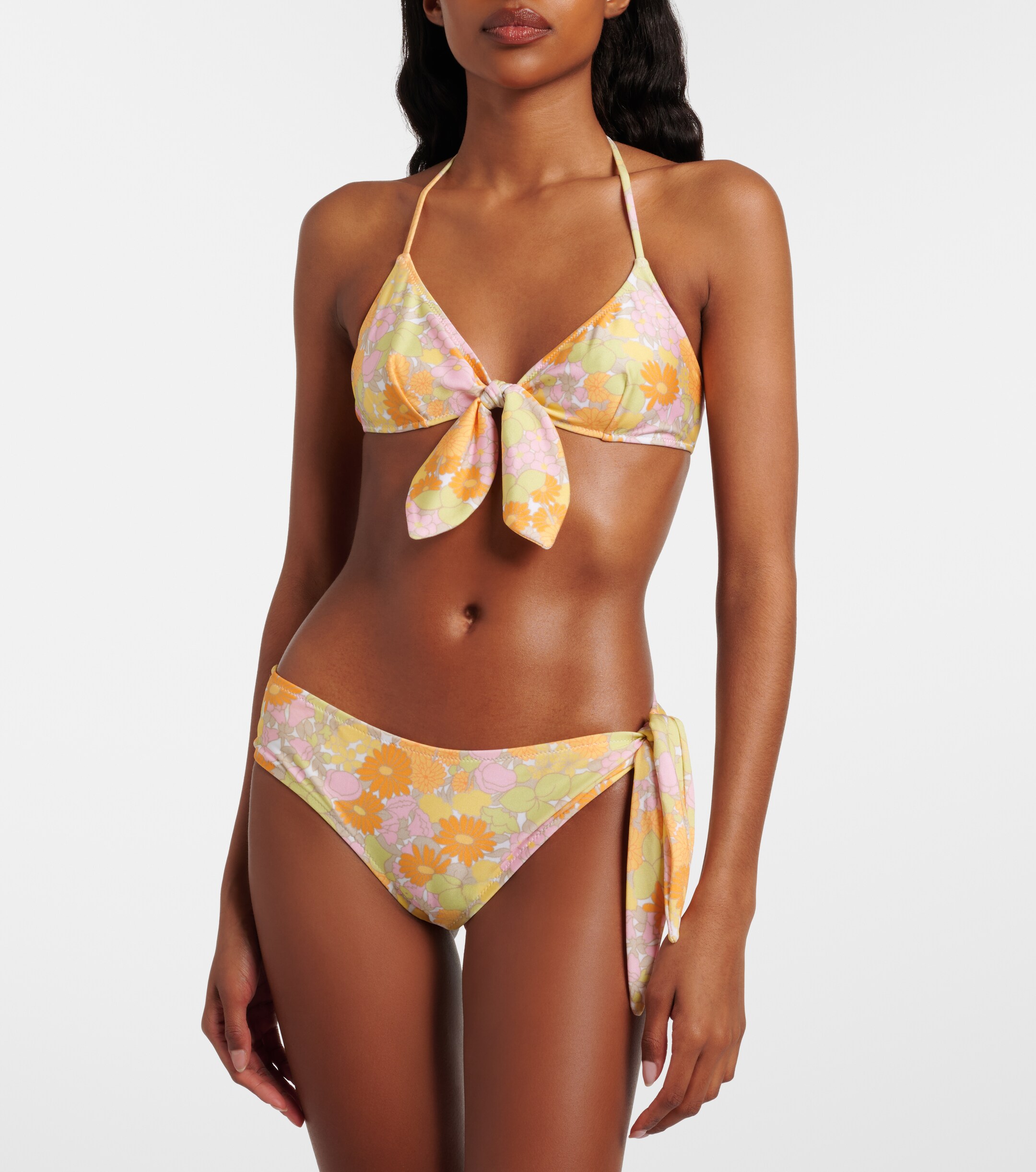 Chloé Chloé Bow-detail floral bikini top