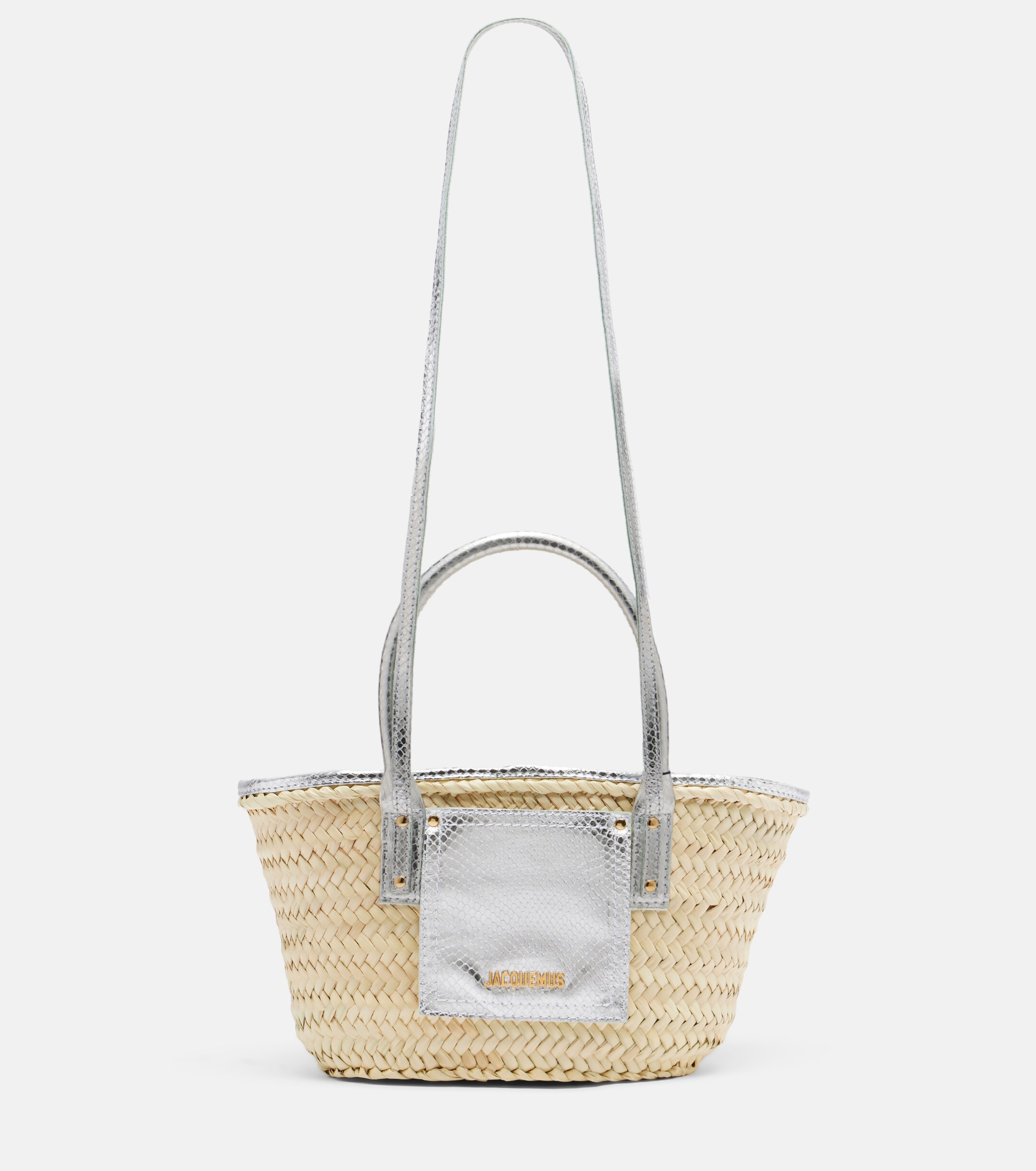 Jacquemus Soli Small croc-effect raffia basket bag