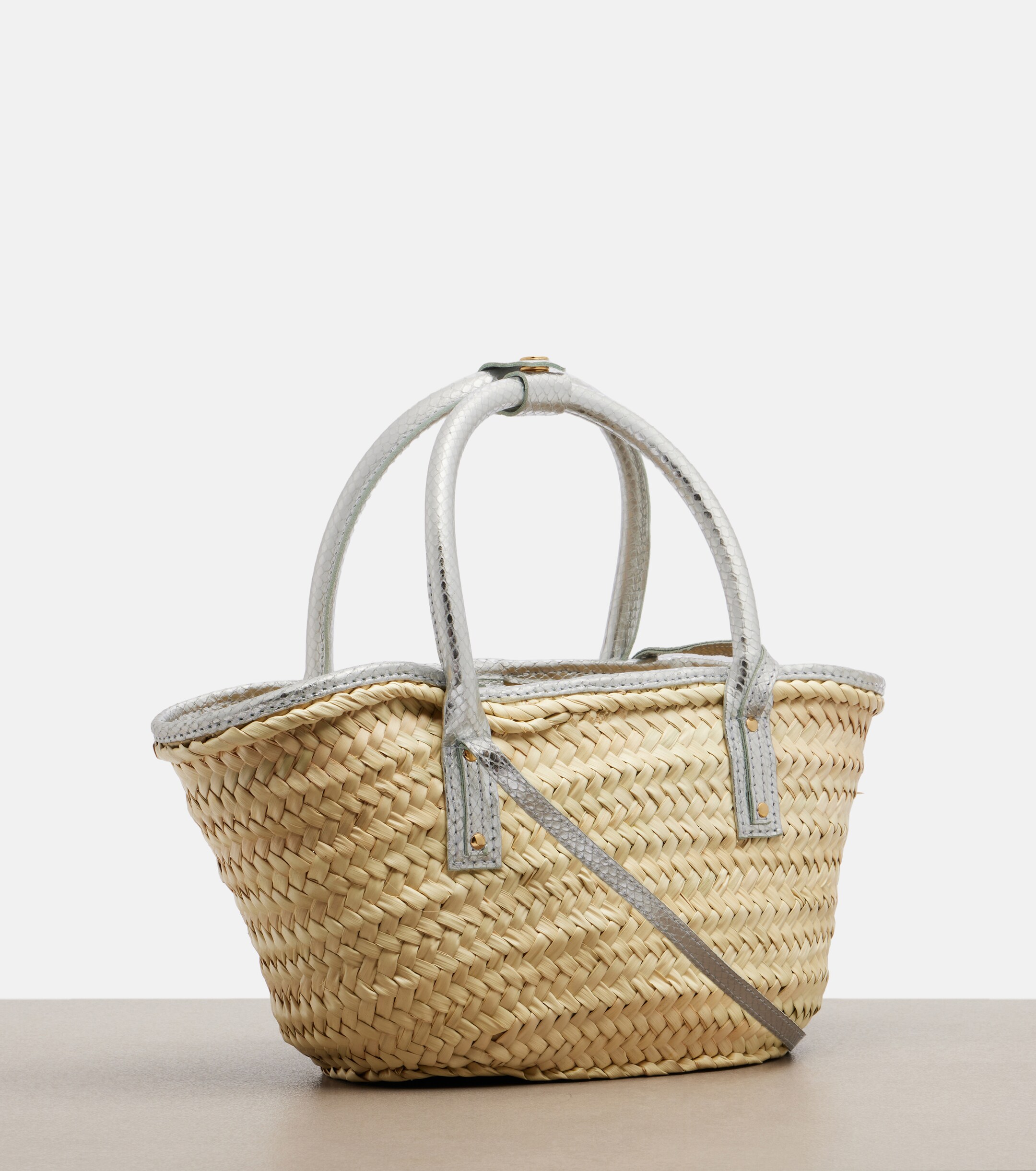 Jacquemus Soli Small croc-effect raffia basket bag