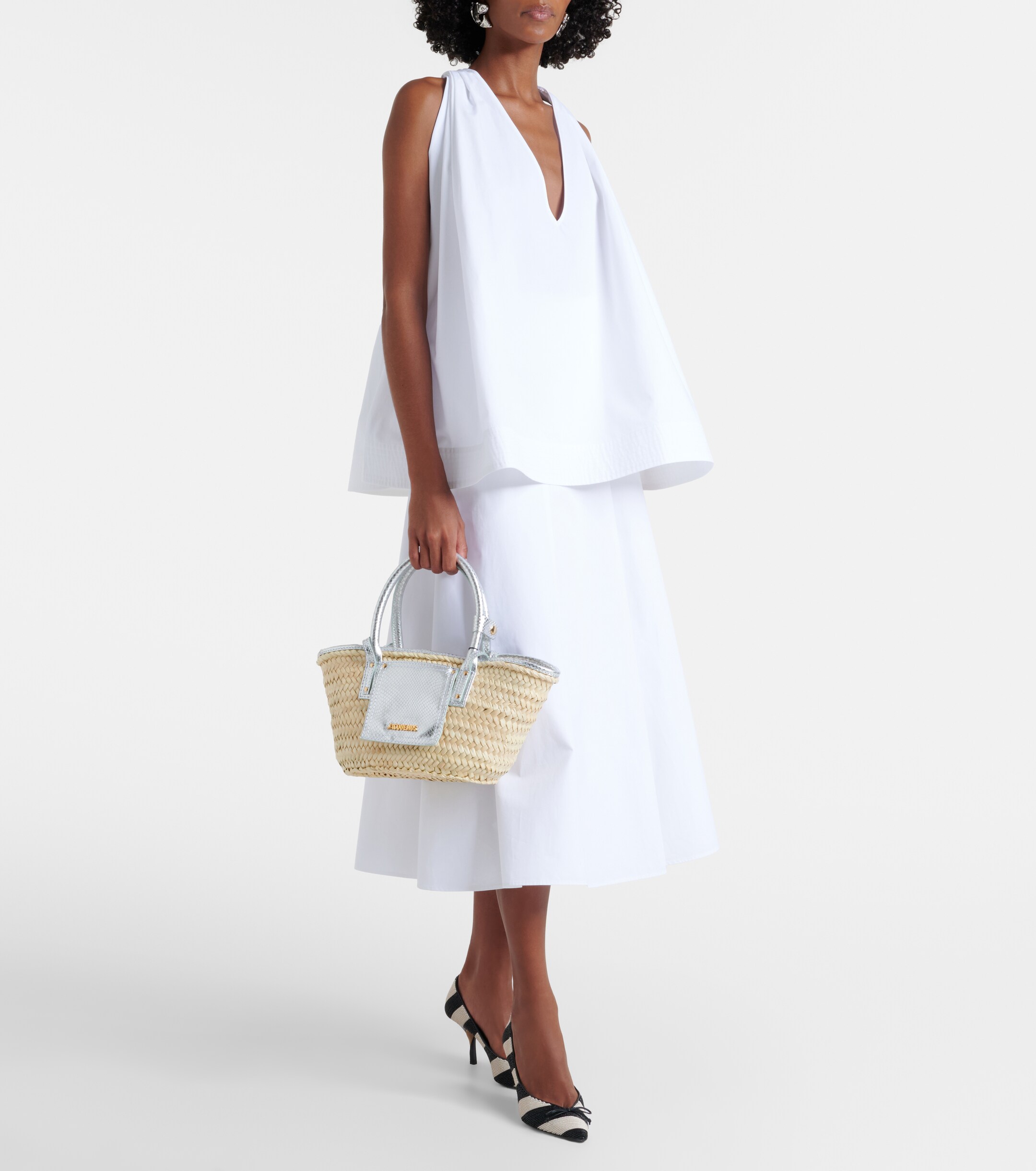 Jacquemus Soli Small croc-effect raffia basket bag