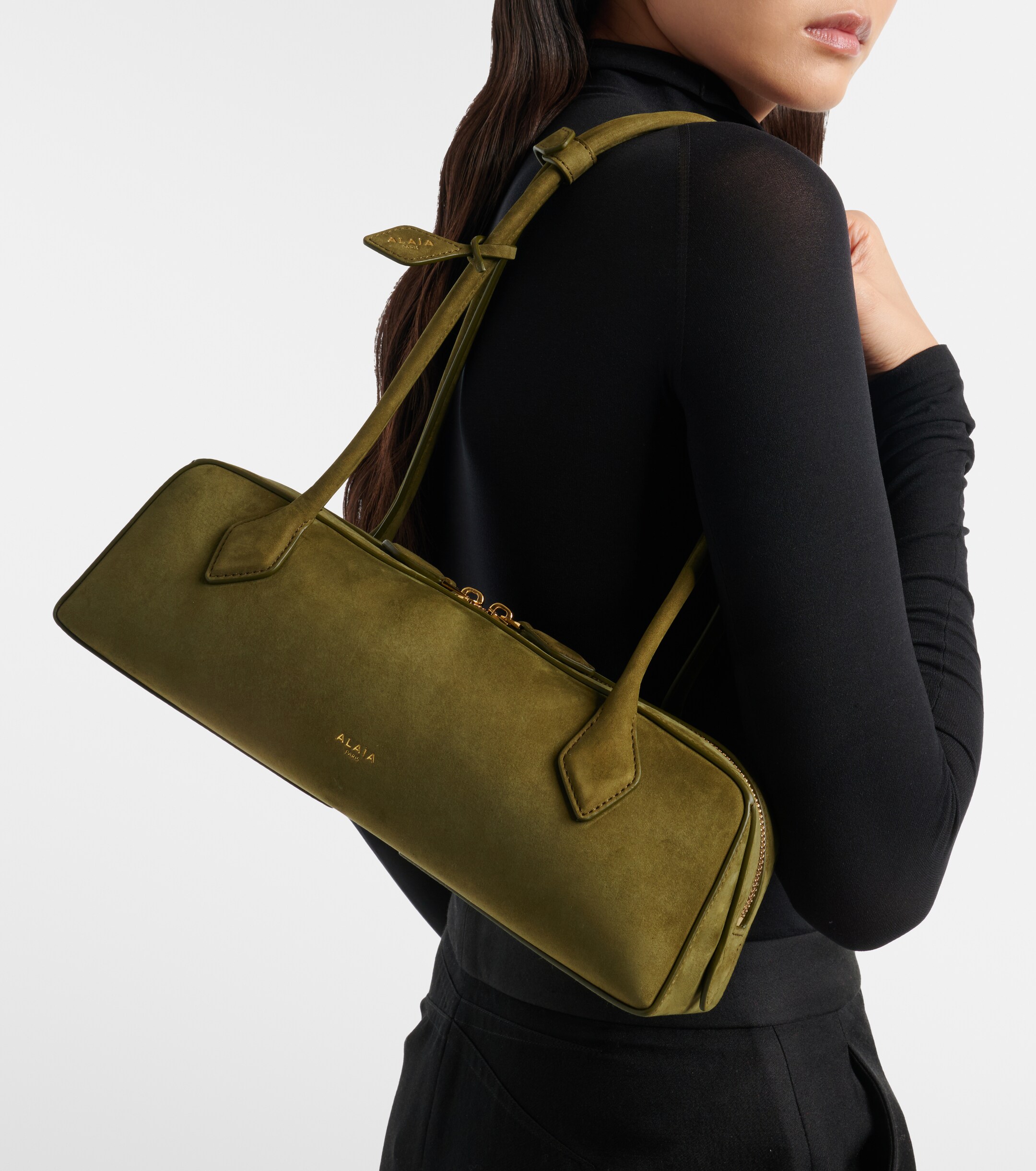 Alaïa Le Teckel Medium suede shoulder bag