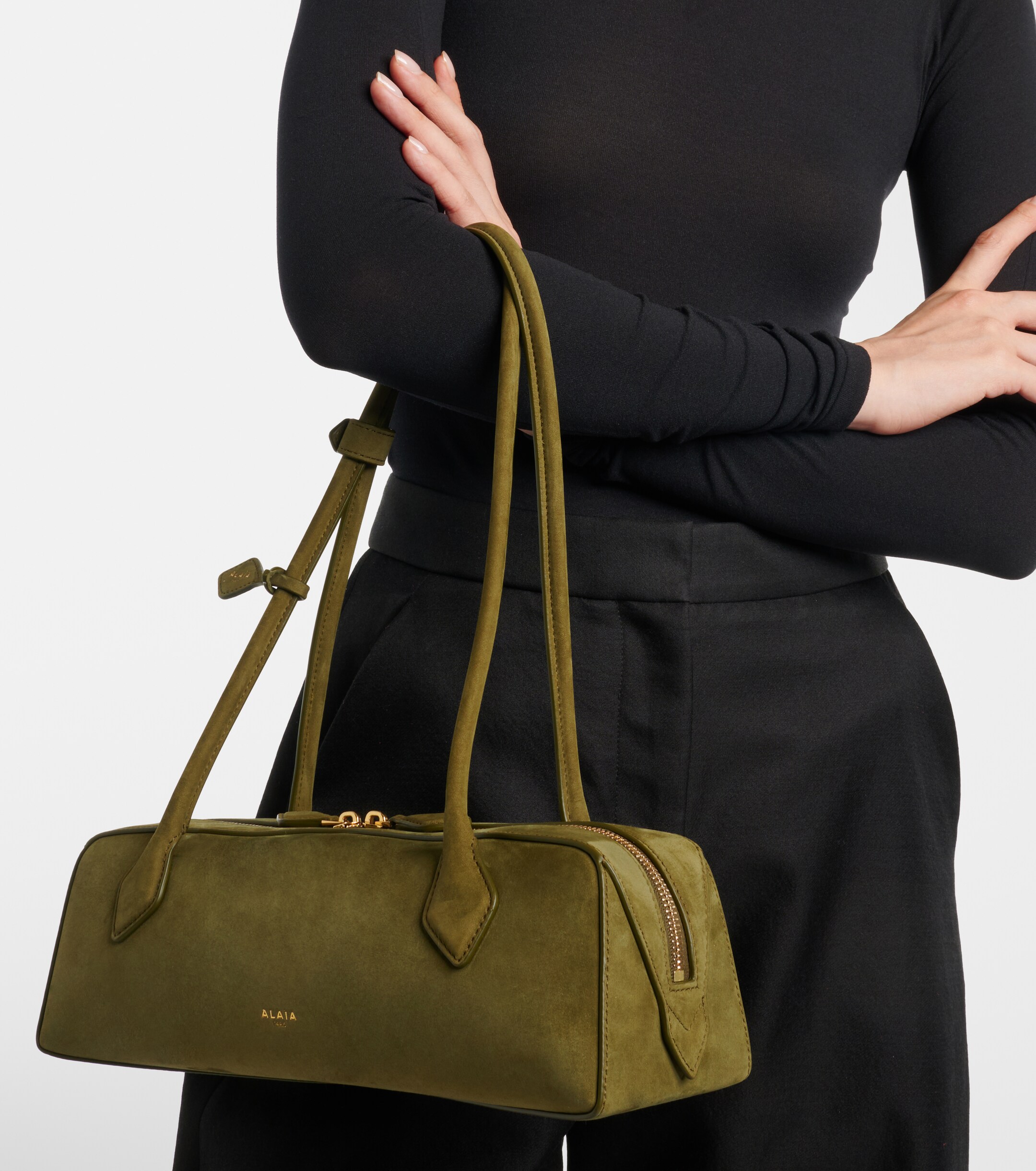 Alaïa Le Teckel Medium suede shoulder bag