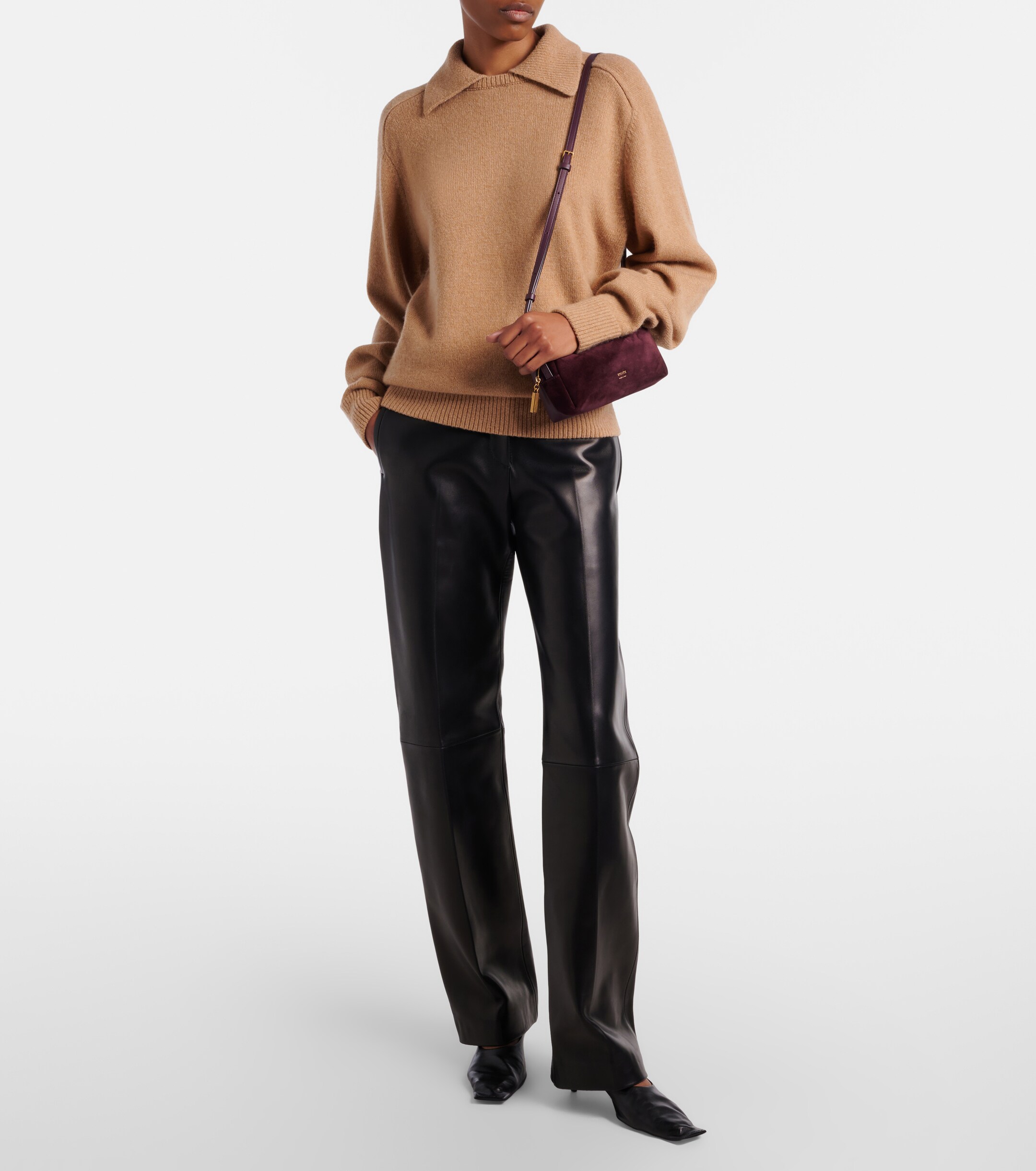 KHAITE Kye suede and leather shoulder bag