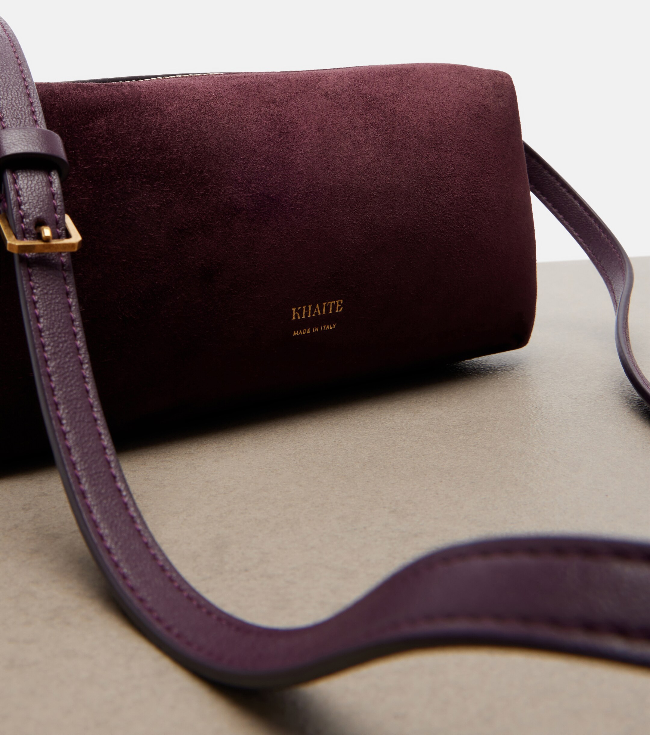 KHAITE Kye suede and leather shoulder bag