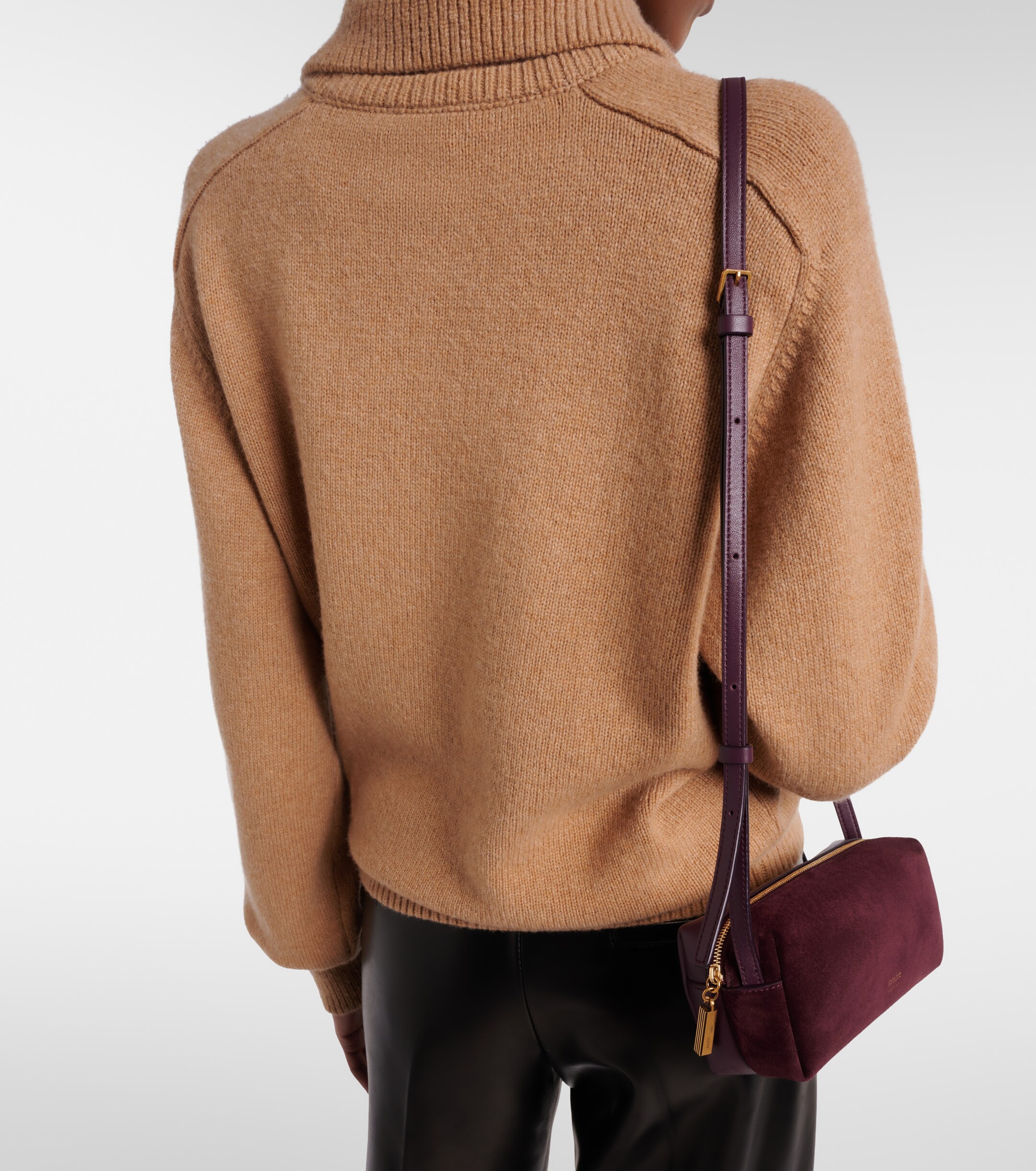 KHAITE Kye suede and leather shoulder bag
