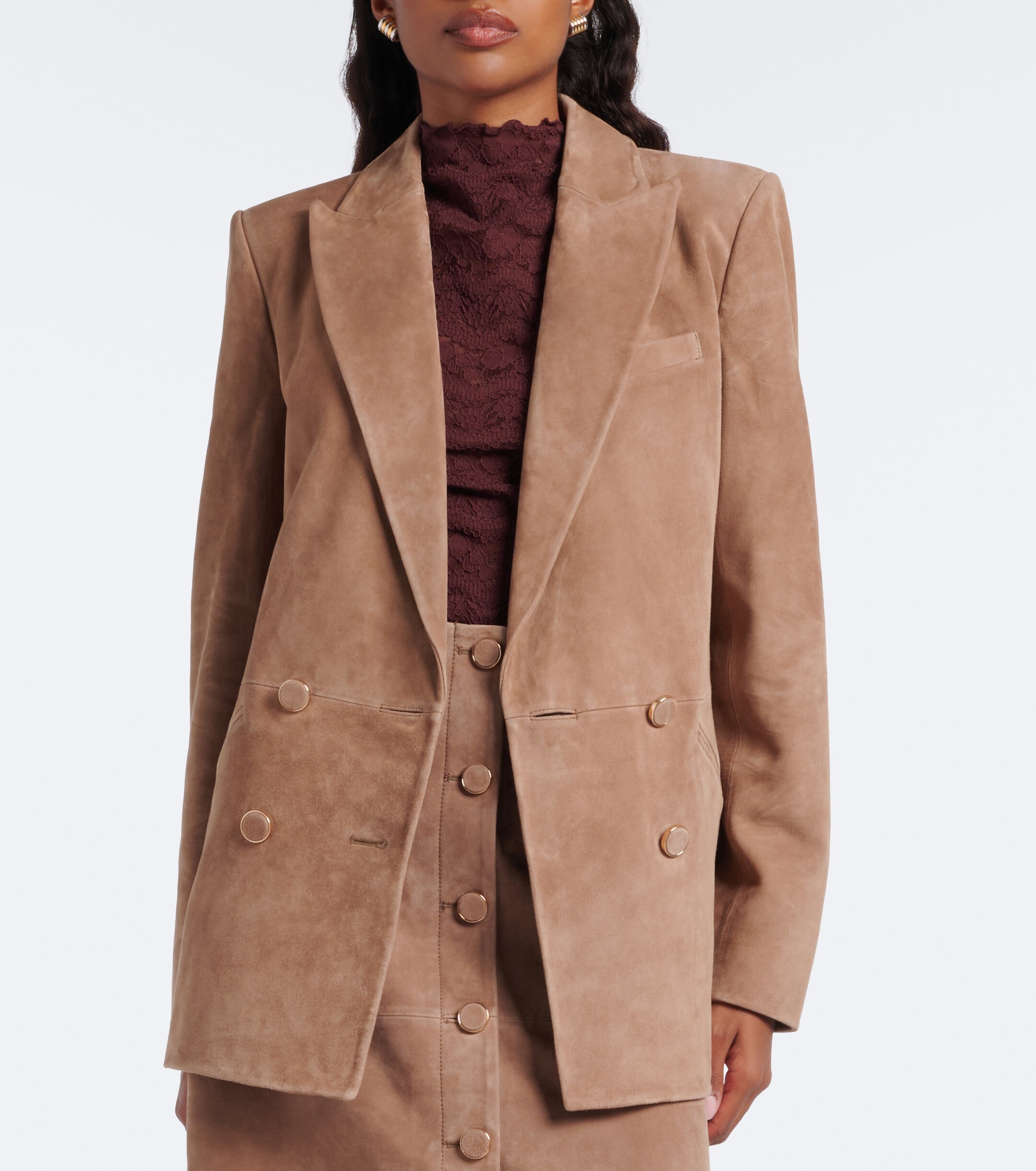Veronica Beard Veronica Beard Oria double-breasted suede jacket