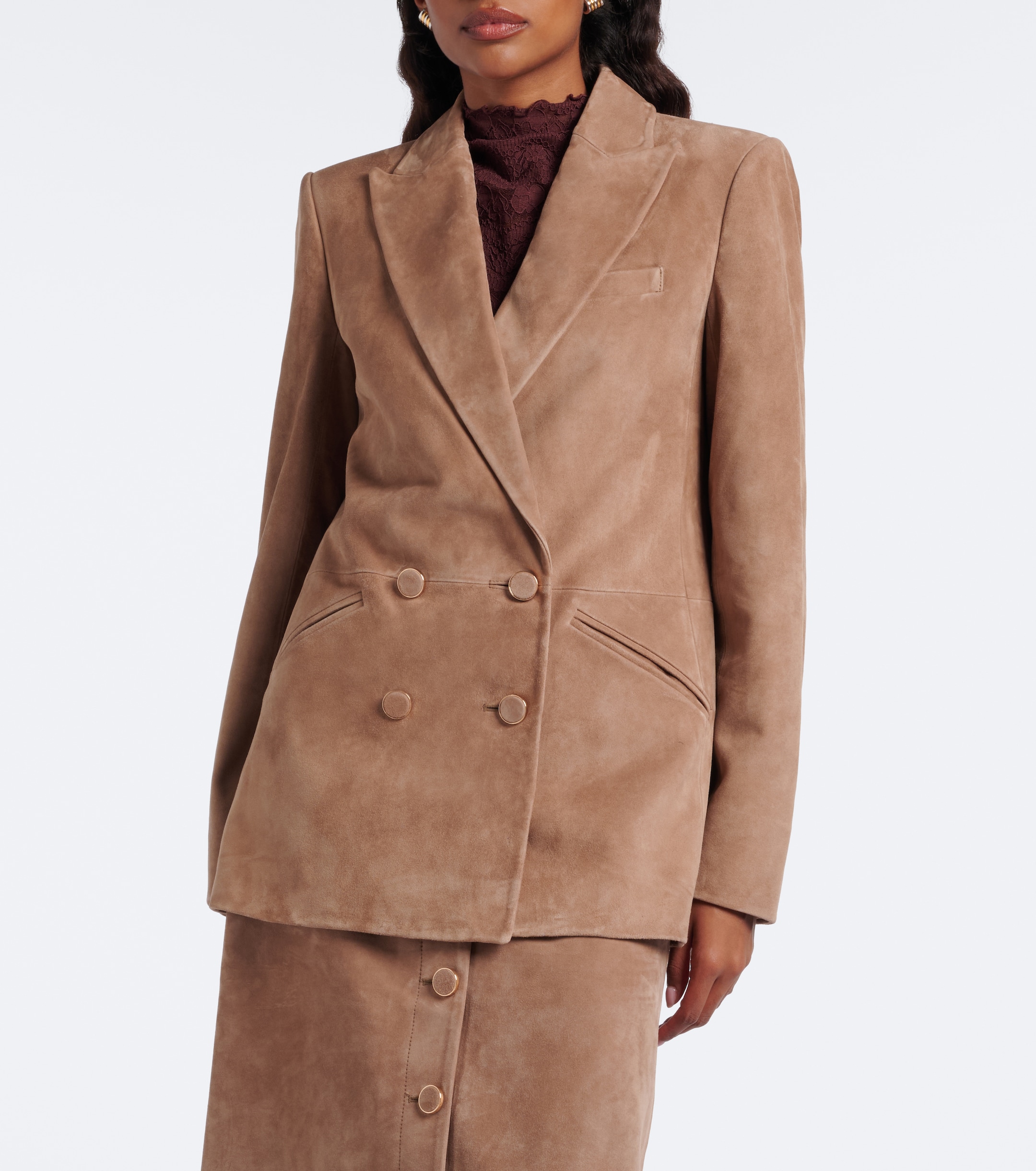 Veronica Beard Veronica Beard Oria double-breasted suede jacket