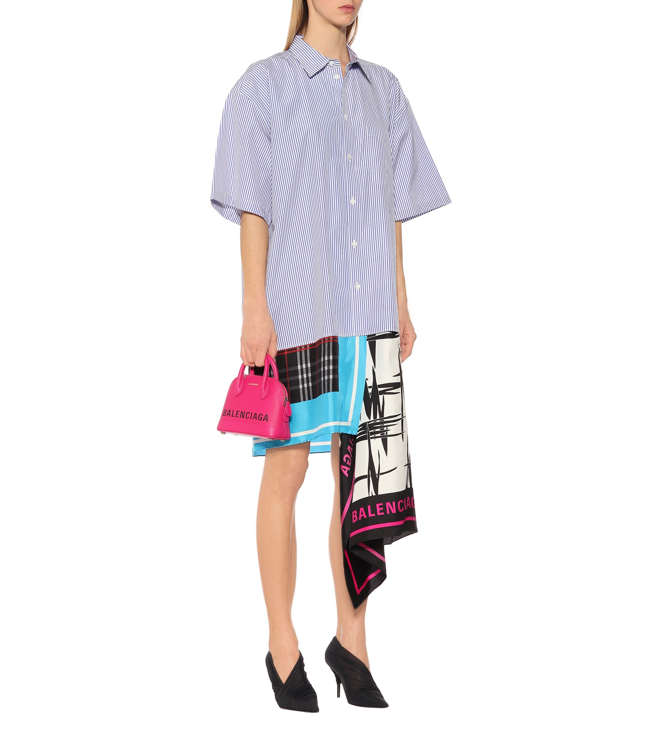 Balenciaga Scarf cotton and silk shirt dress