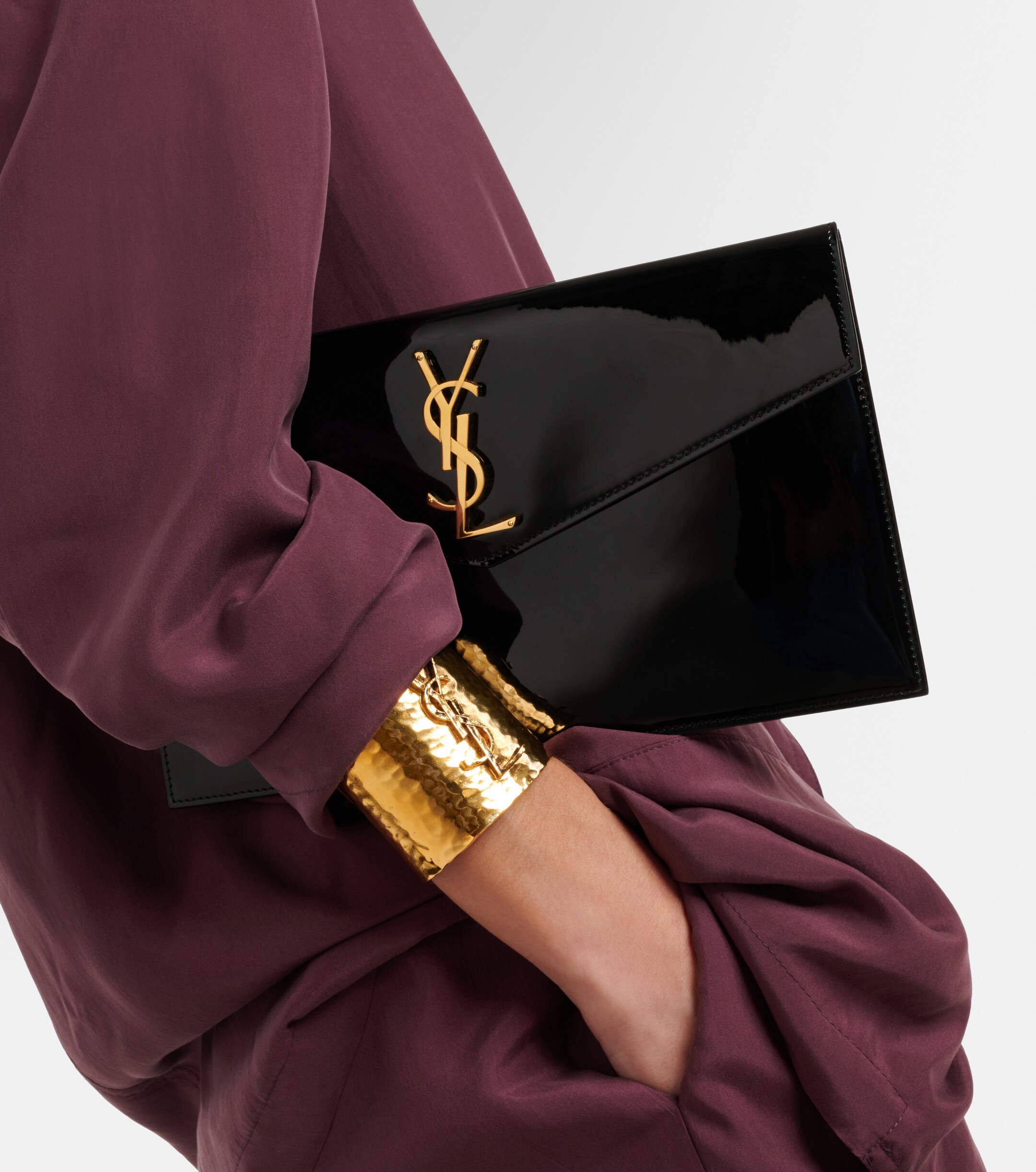 Saint Laurent Uptown patent leather clutch