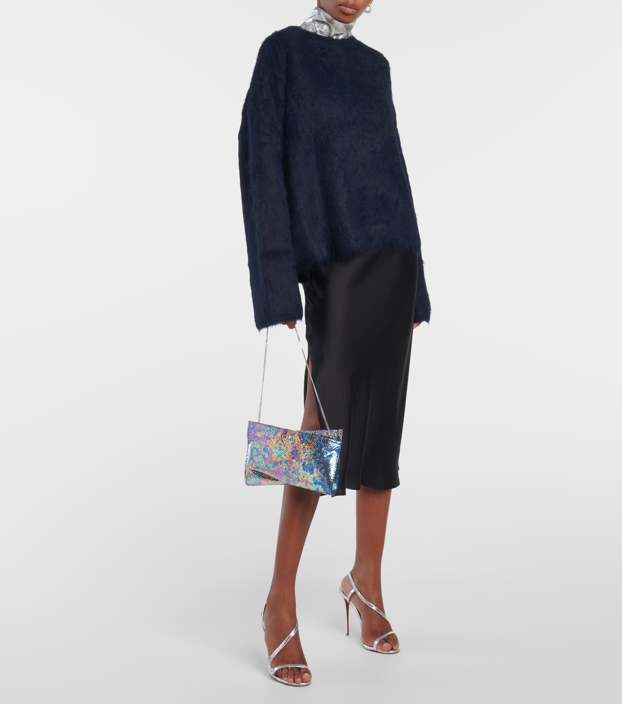 CHRISTIAN LOUBOUTIN Loubitwist snake-effect leather clutch