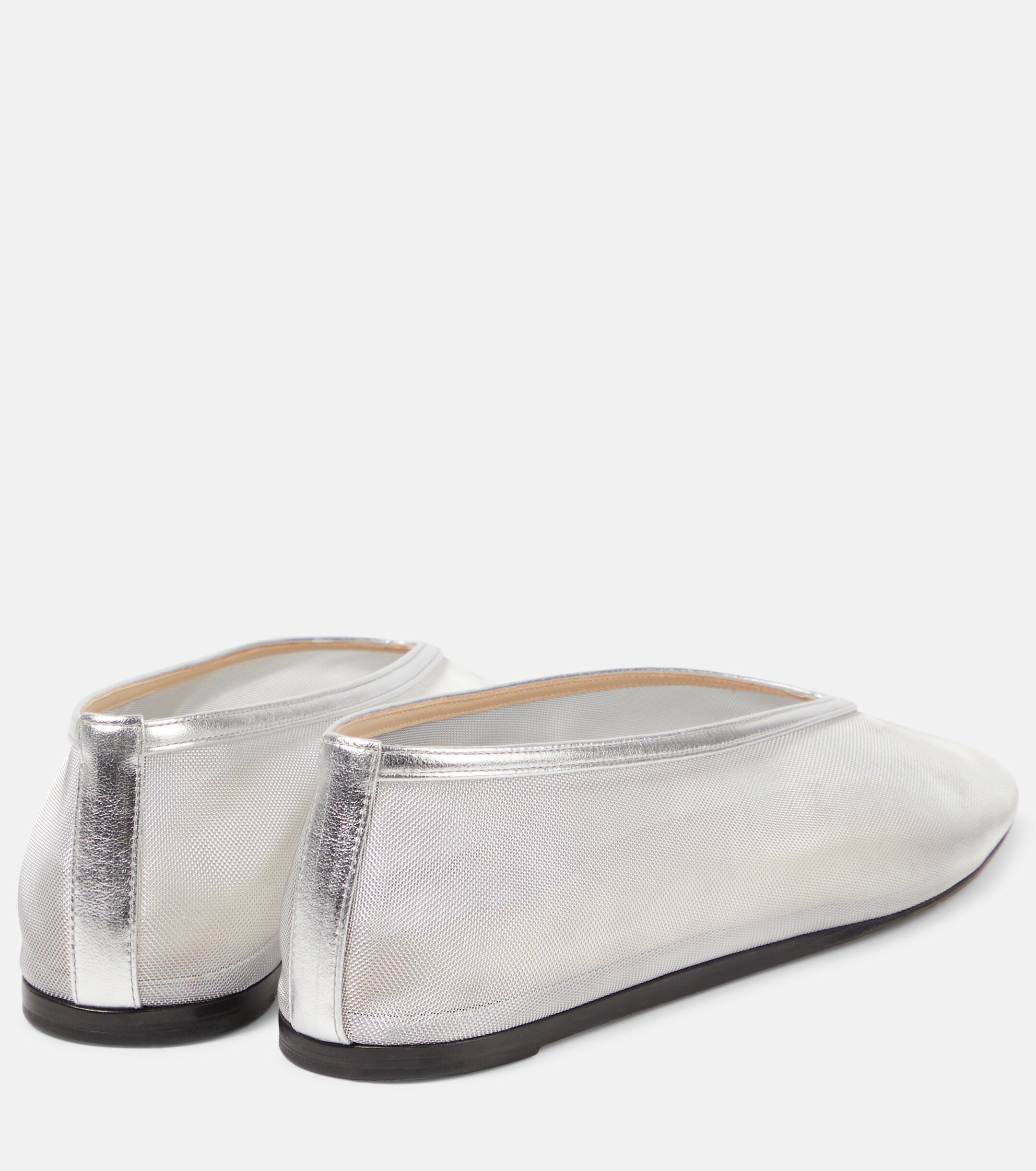 LE MONDE BERYL Luna leather-trimmed mesh ballet flats