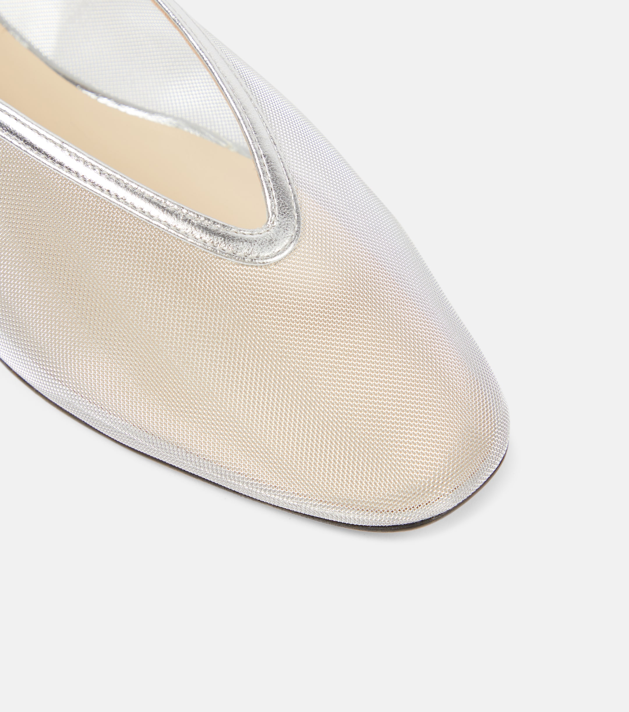 LE MONDE BERYL Luna leather-trimmed mesh ballet flats