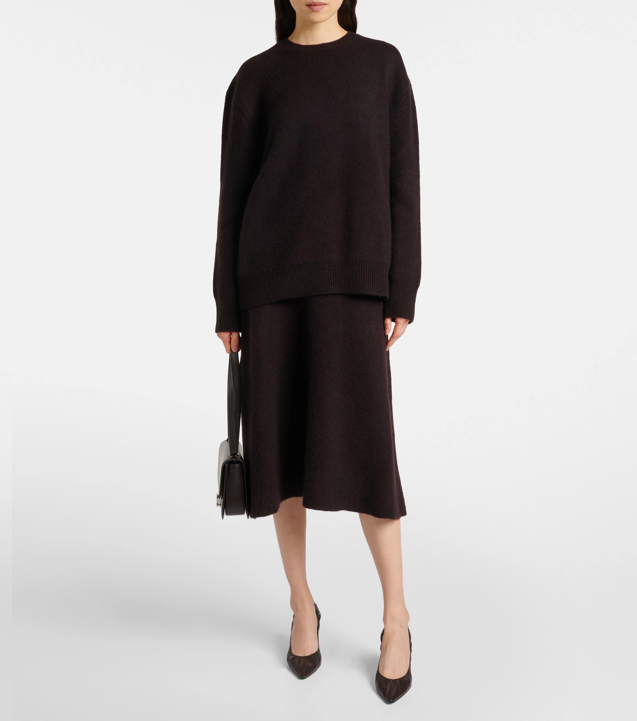 The Row Ivanka cashmere and silk midi skirt