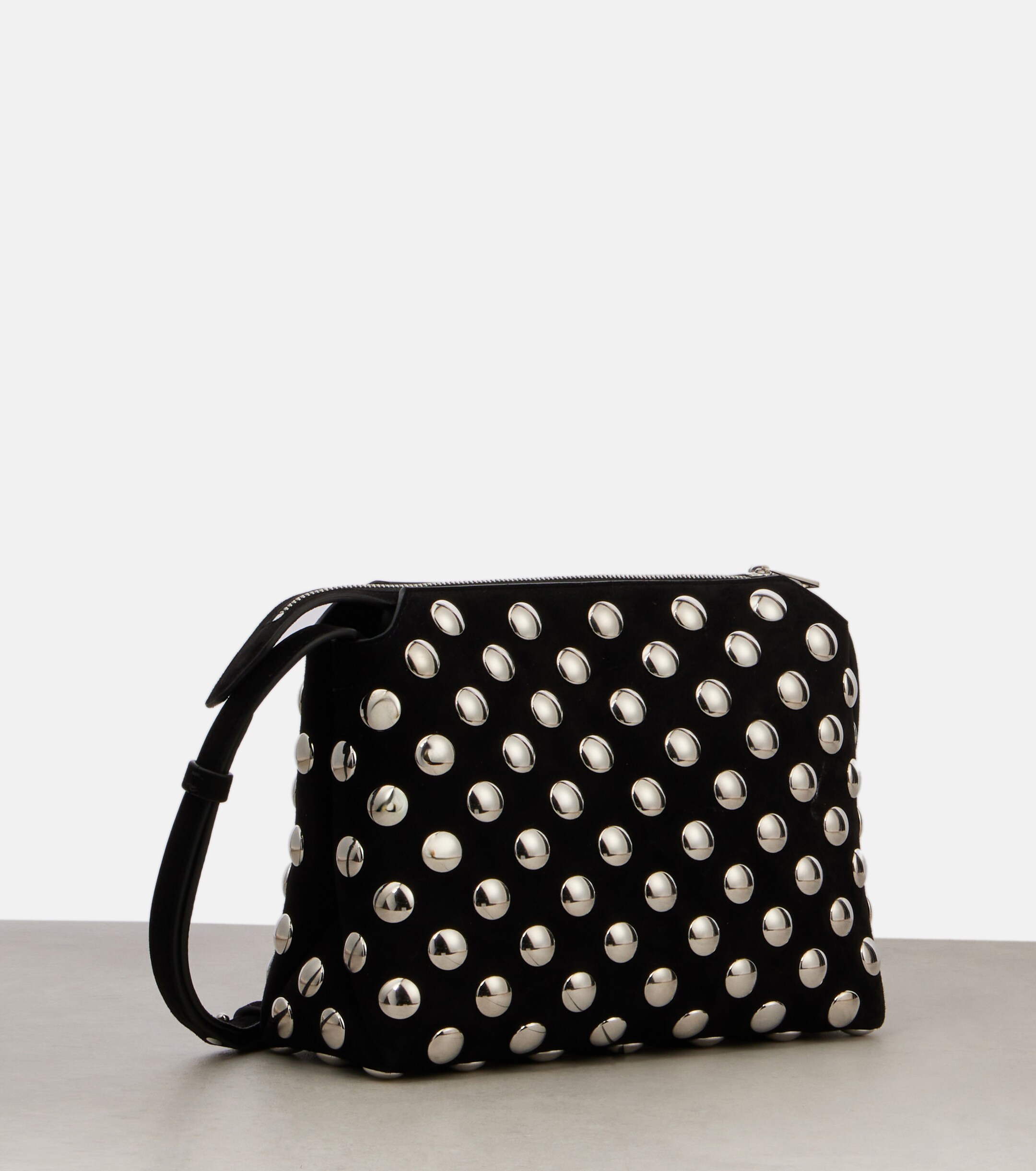 KHAITE Lina Medium studded suede crossbody bag