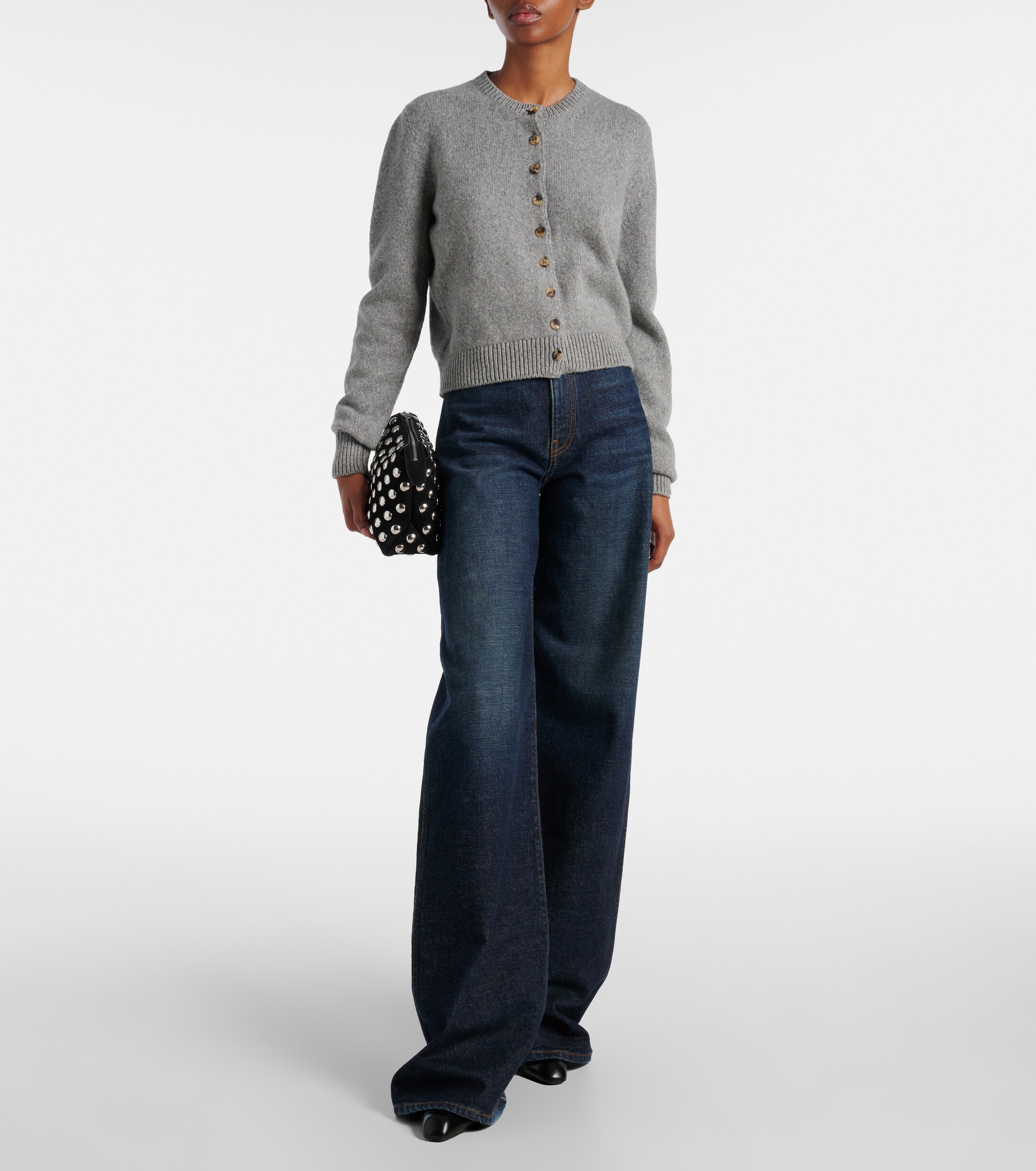 KHAITE Lina Medium studded suede crossbody bag