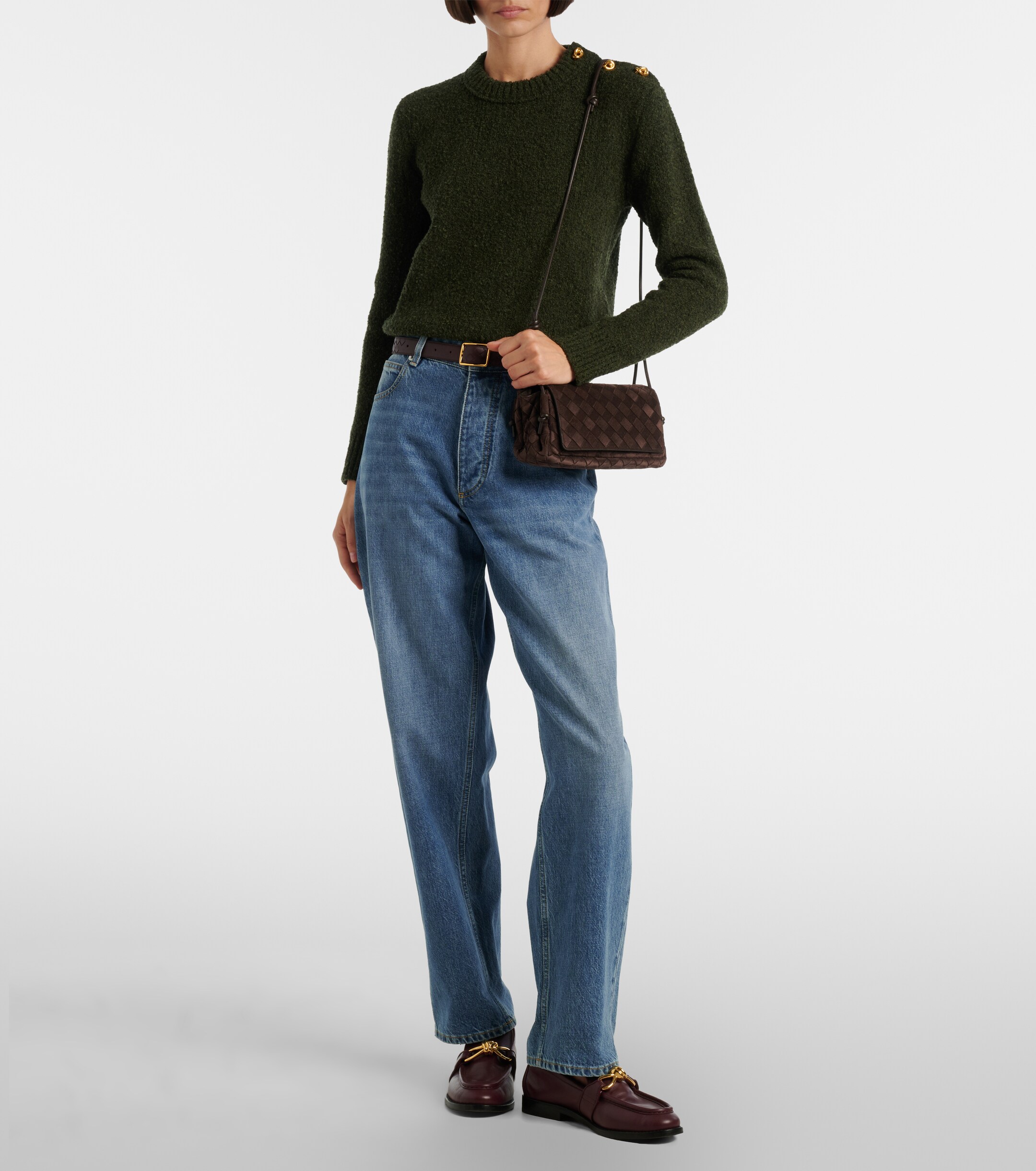 Bottega Veneta Notturno Intrecciato suede crossbody bag