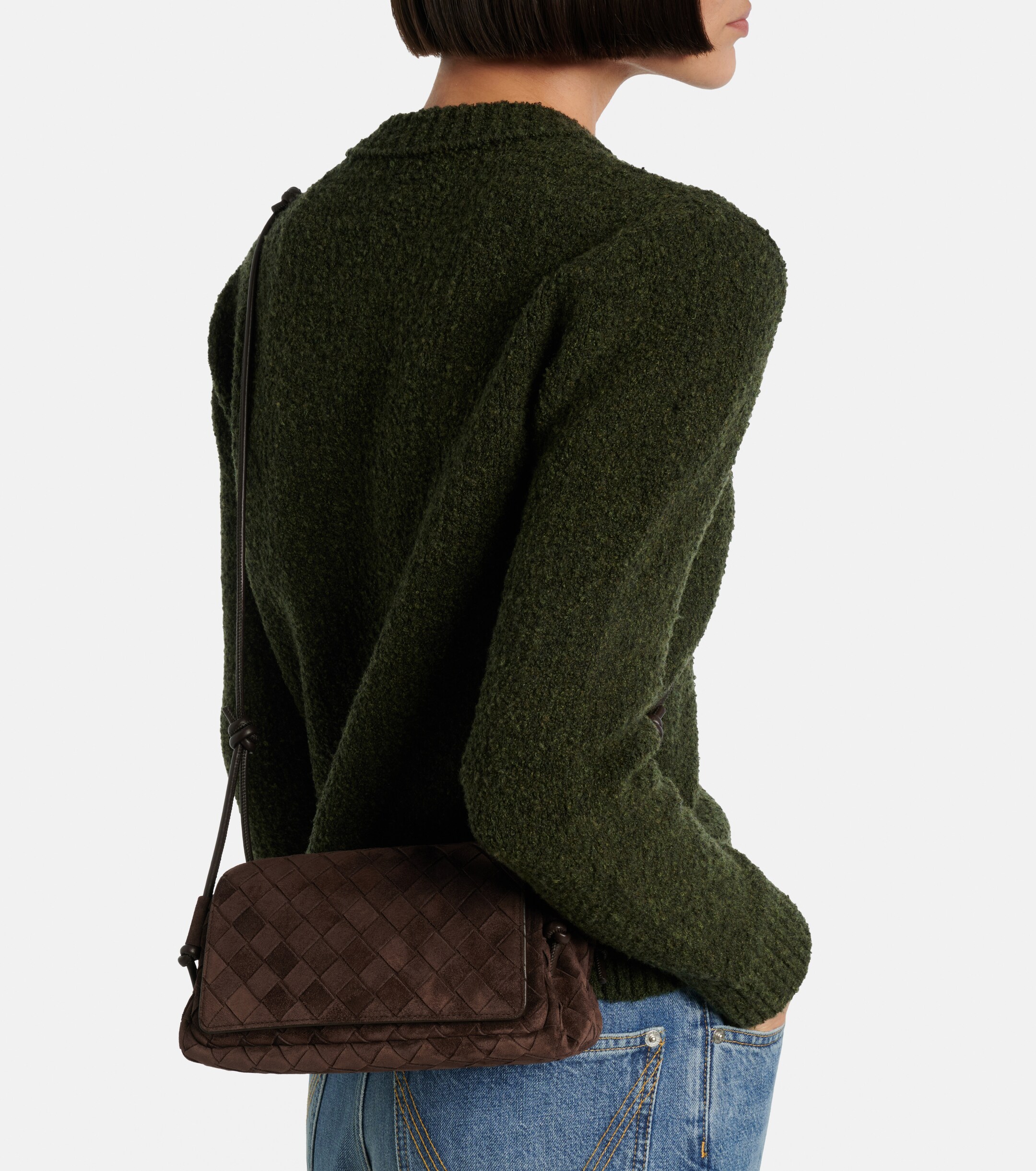 Bottega Veneta Notturno Intrecciato suede crossbody bag