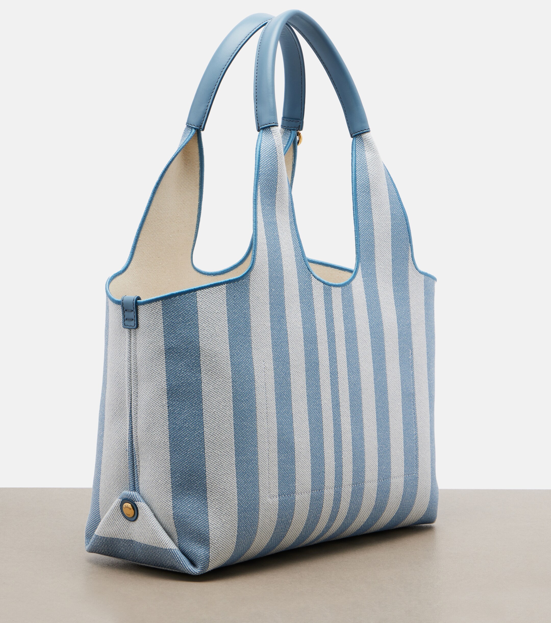 Chloé Chloé Stripy Large logo canvas tote bag