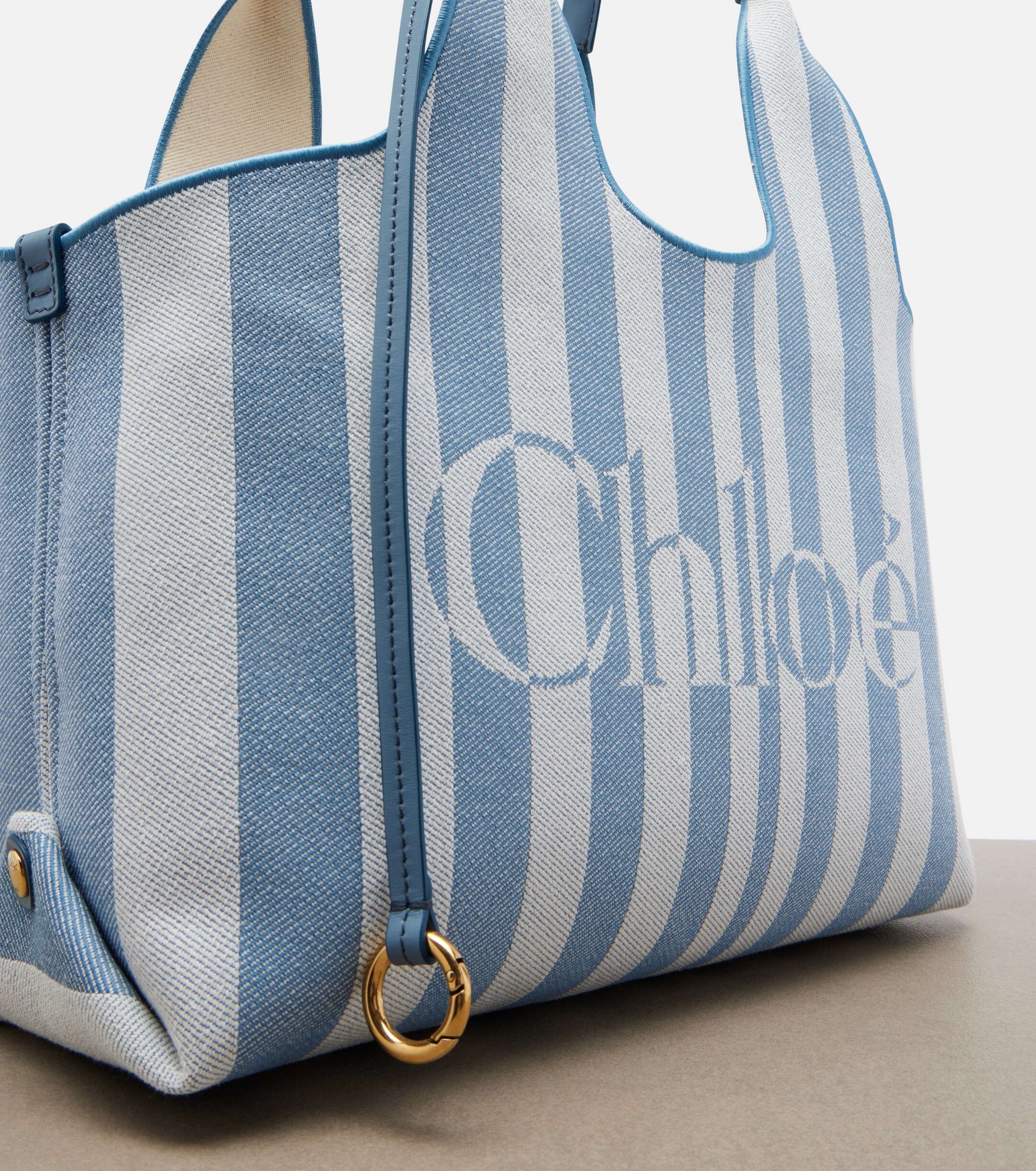 Chloé Chloé Stripy Large logo canvas tote bag