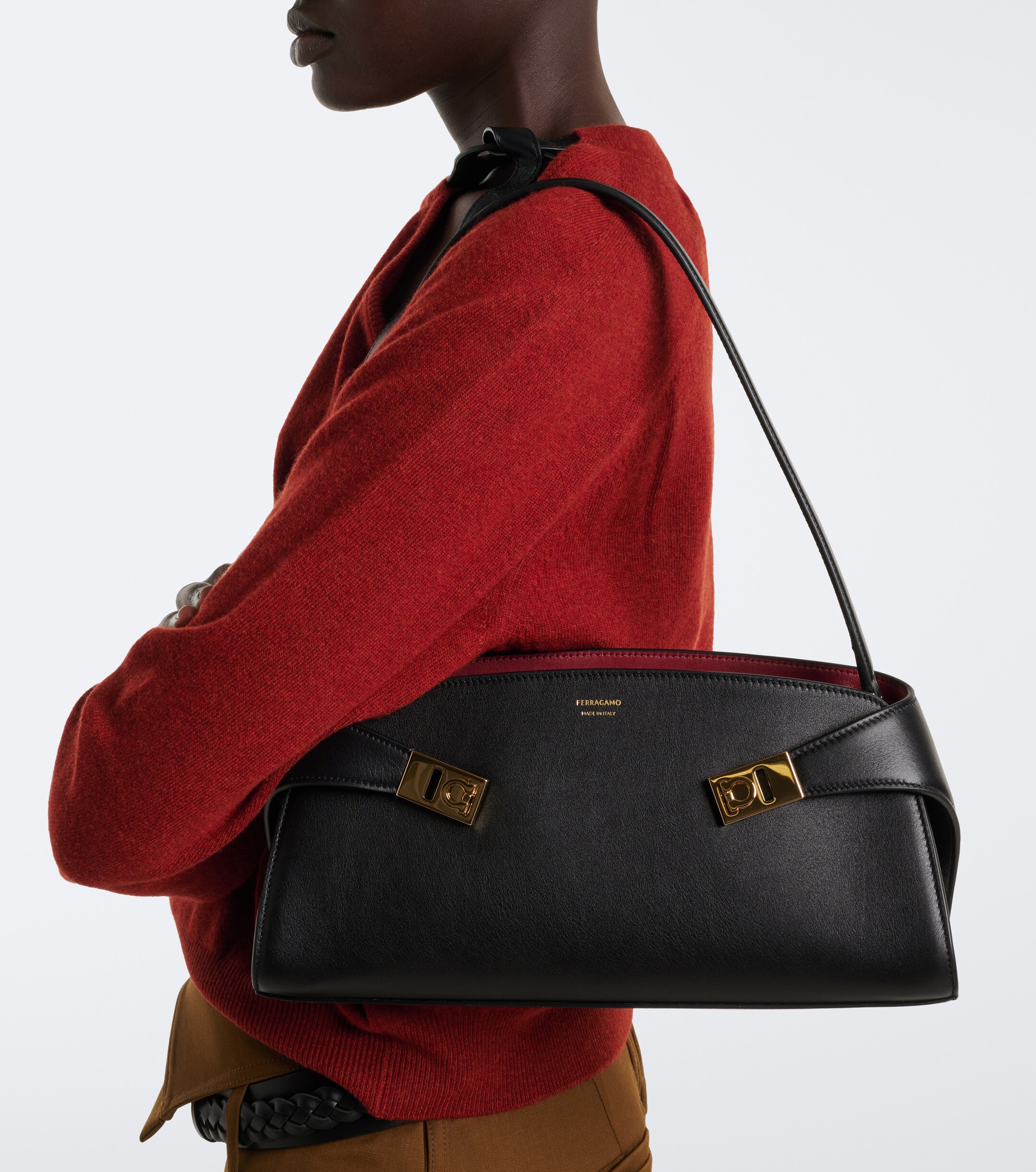 Ferragamo Hug East-West Small leather shoulder bag
