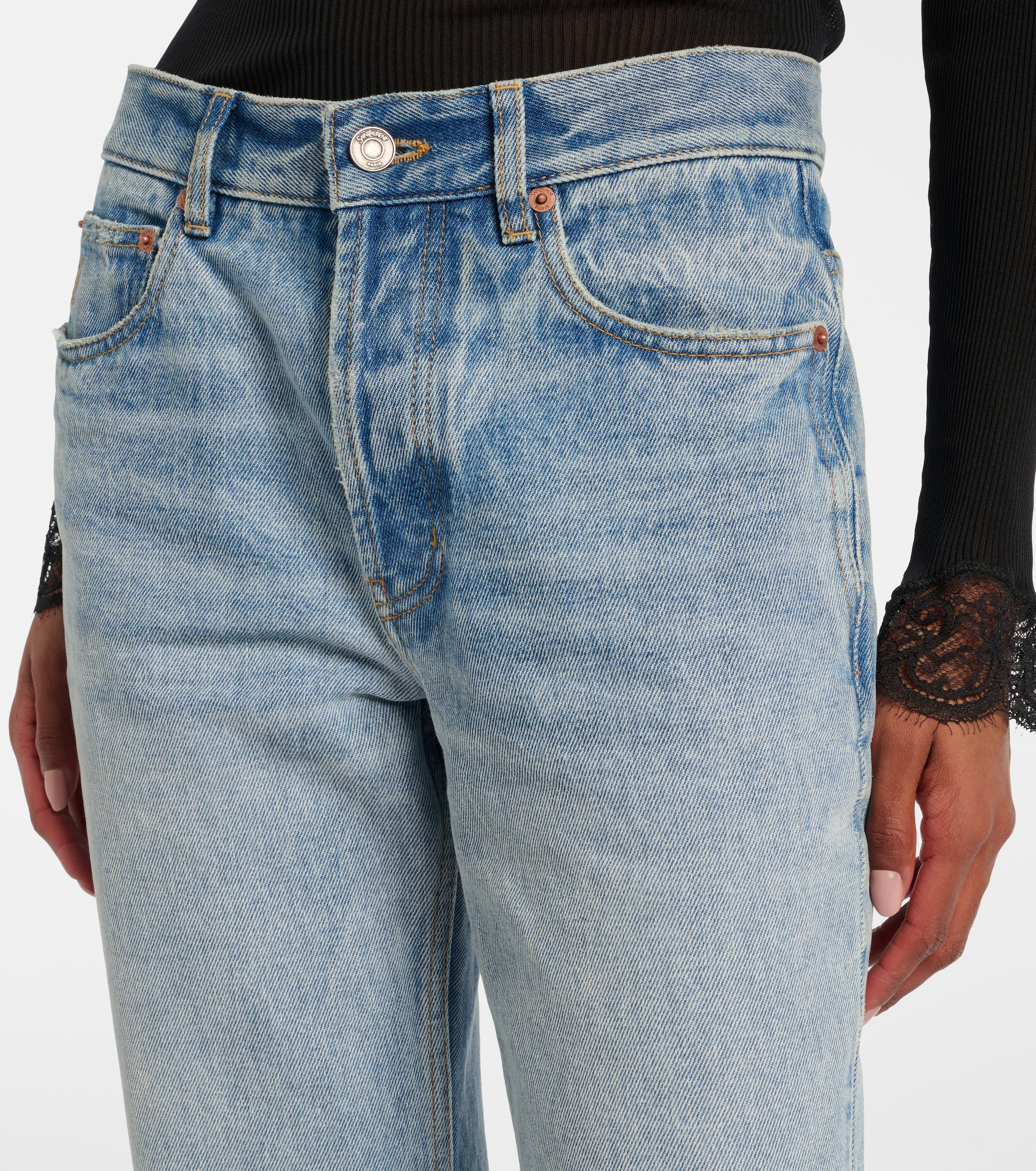 Saint Laurent Saint Laurent Nico distressed straight jeans