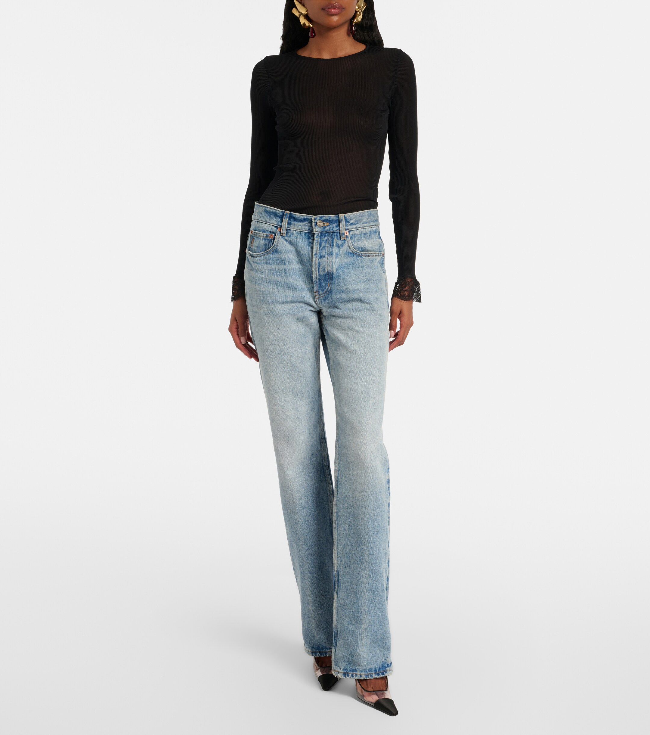 Saint Laurent Saint Laurent Nico distressed straight jeans