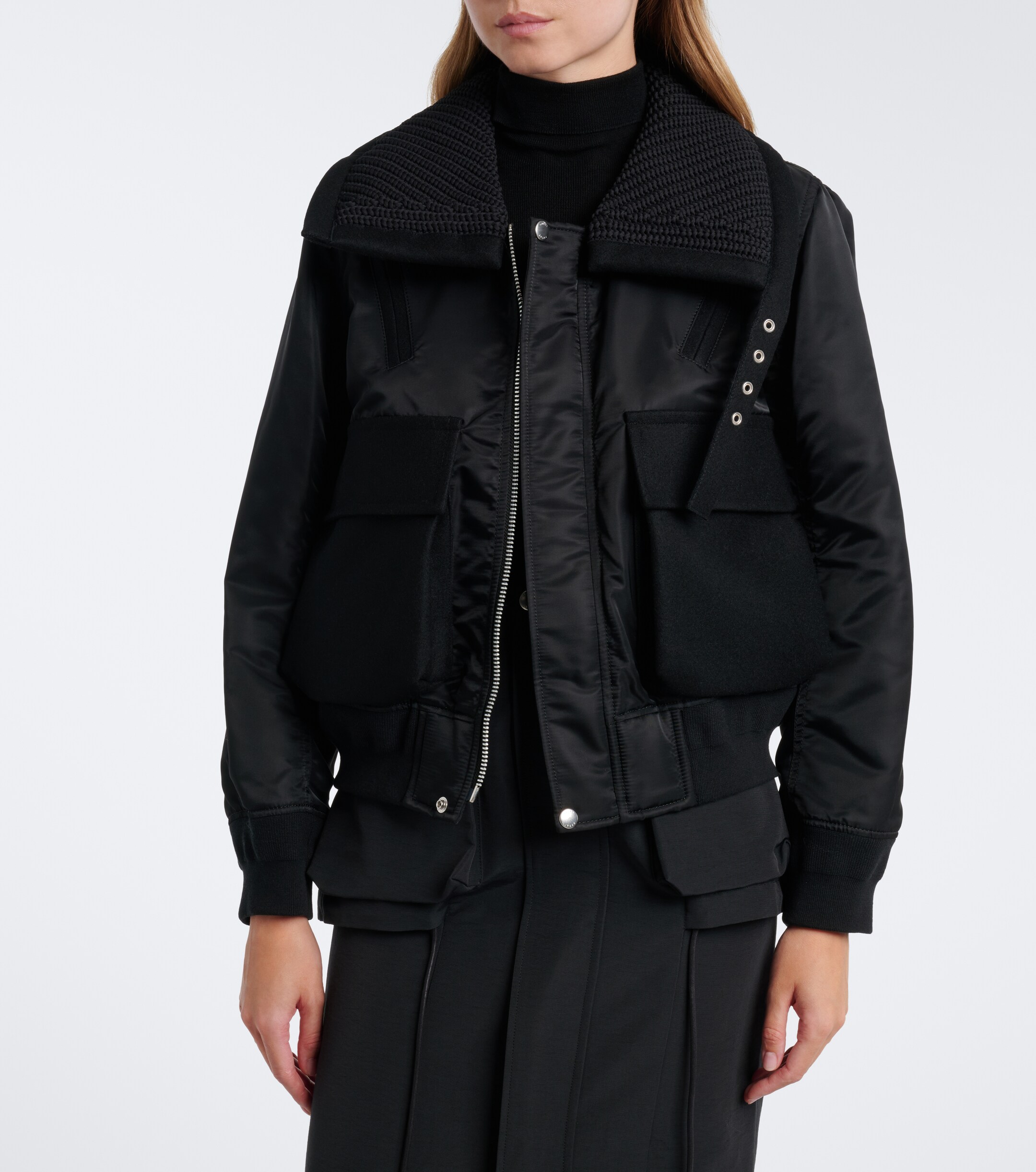 Sacai Sacai Wool-trimmed blouson jacket
