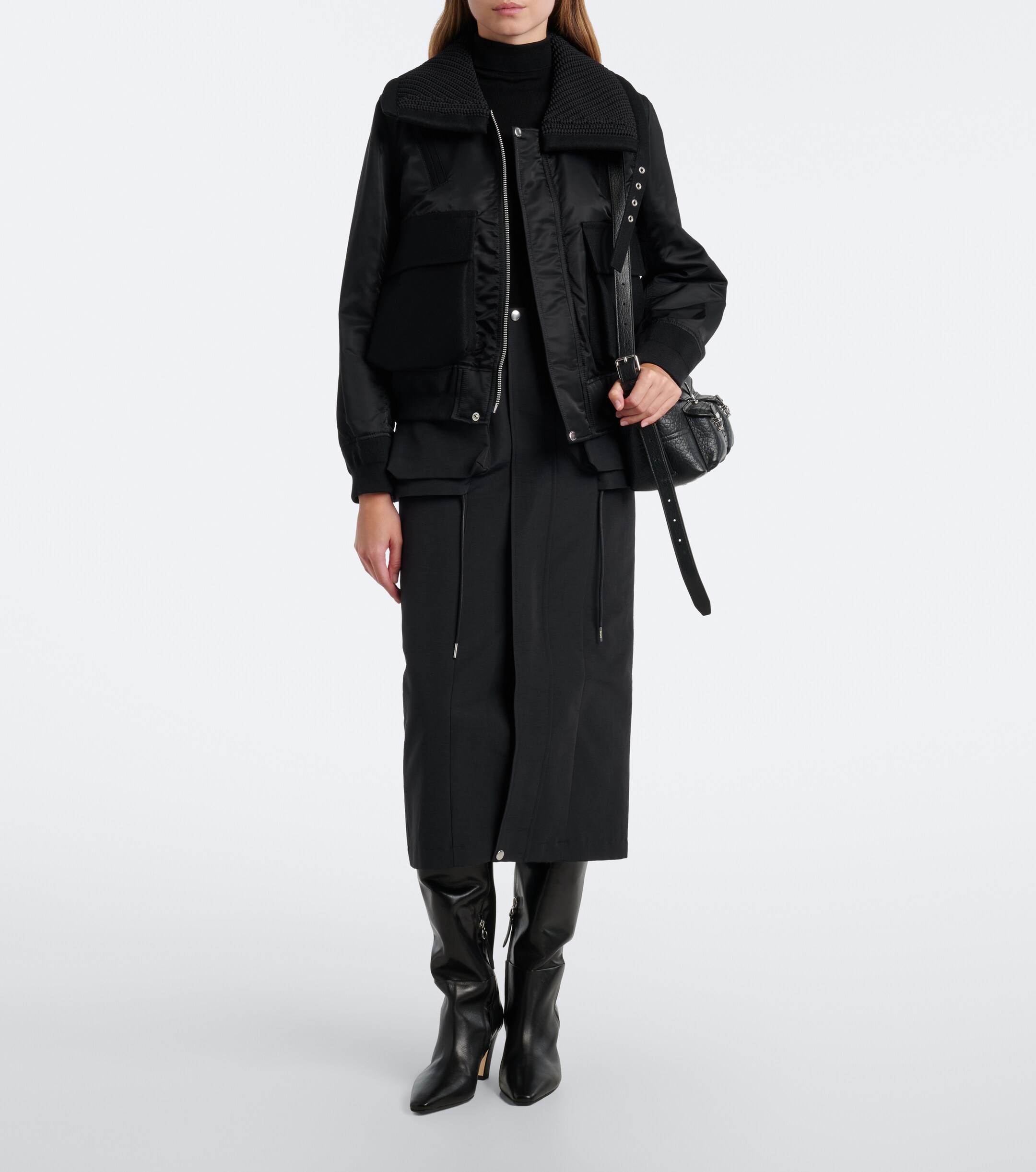 Sacai Sacai Wool-trimmed blouson jacket