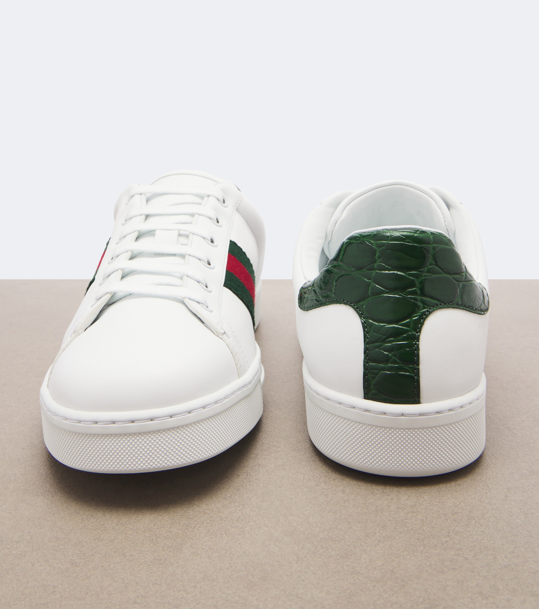 Gucci Gucci Gucci Ace Web Stripe leather sneakers